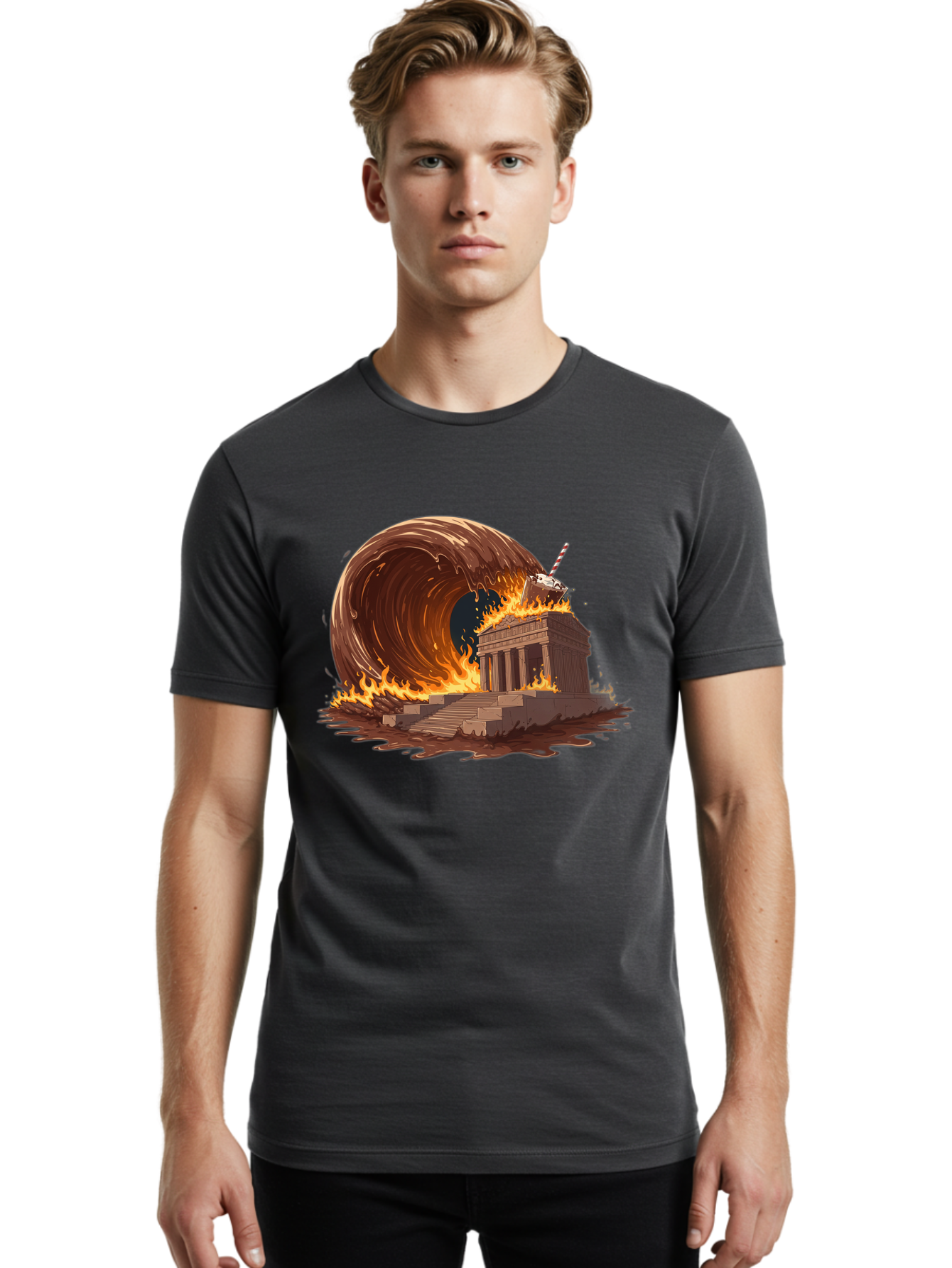 Brandenburg-Gate-On-Fire Men'S Graphic Tee, 100% Cotton, Comfortable Casual Summer Wear, Machine Washable, Vintage Camera, Old Camera, Antique Camera, Black Camera, Classic Photography, Photography Equipment, Nostalgic Device, Film Camera, Bal875