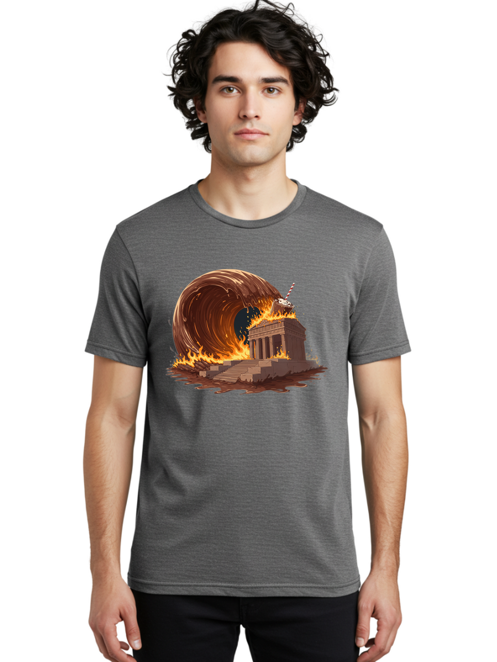 Brandenburg-Gate-On-Fire Men'S Graphic Tee, 100% Cotton, Comfortable Casual Summer Wear, Machine Washable, Vintage Camera, Old Camera, Antique Camera, Black Camera, Classic Photography, Photography Equipment, Nostalgic Device, Film Camera, Bal875
