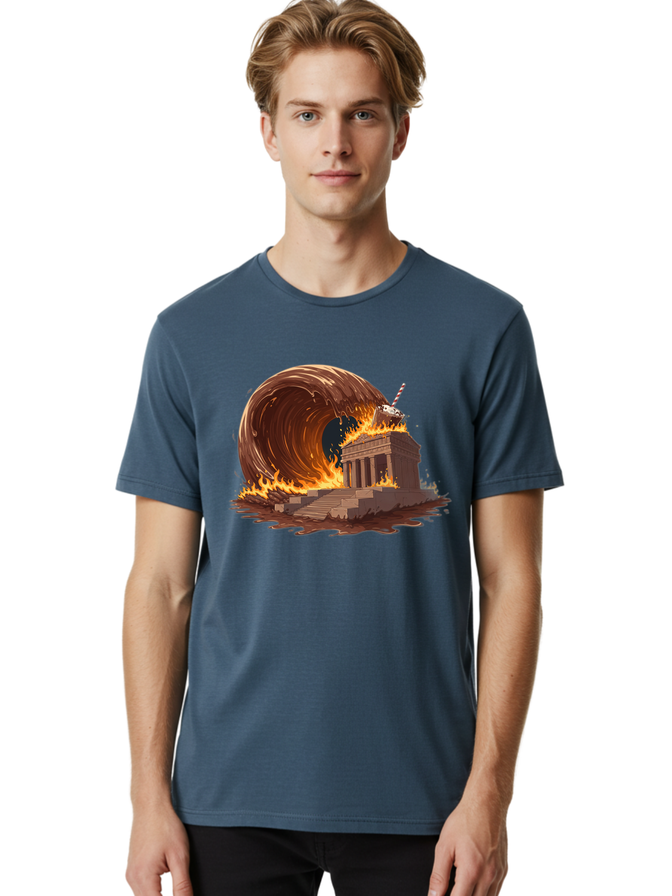 Brandenburg-Gate-On-Fire Men'S Graphic Tee, 100% Cotton, Comfortable Casual Summer Wear, Machine Washable, Vintage Camera, Old Camera, Antique Camera, Black Camera, Classic Photography, Photography Equipment, Nostalgic Device, Film Camera, Bal875