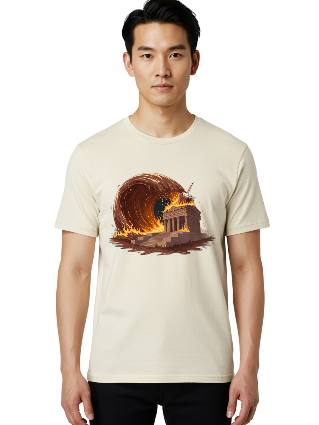 Brandenburg-Gate-On-Fire Men'S Graphic Tee, 100% Cotton, Comfortable Casual Summer Wear, Machine Washable, Vintage Camera, Old Camera, Antique Camera, Black Camera, Classic Photography, Photography Equipment, Nostalgic Device, Film Camera, Bal875