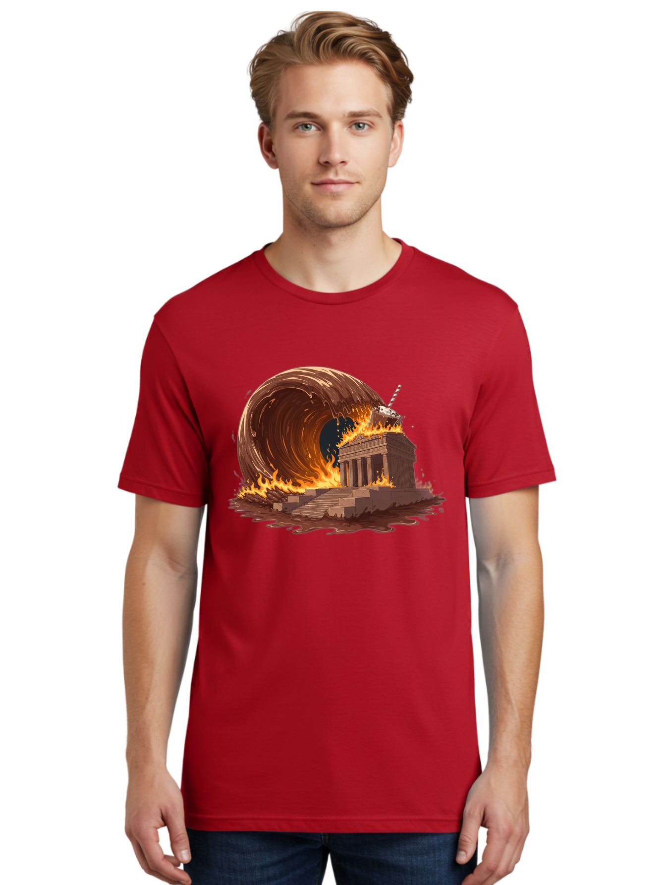 Brandenburg-Gate-On-Fire Men'S Graphic Tee, 100% Cotton, Comfortable Casual Summer Wear, Machine Washable, Vintage Camera, Old Camera, Antique Camera, Black Camera, Classic Photography, Photography Equipment, Nostalgic Device, Film Camera, Bal875