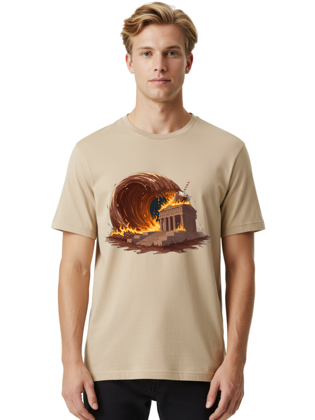 Brandenburg-Gate-On-Fire Men'S Graphic Tee, 100% Cotton, Comfortable Casual Summer Wear, Machine Washable, Vintage Camera, Old Camera, Antique Camera, Black Camera, Classic Photography, Photography Equipment, Nostalgic Device, Film Camera, Bal875