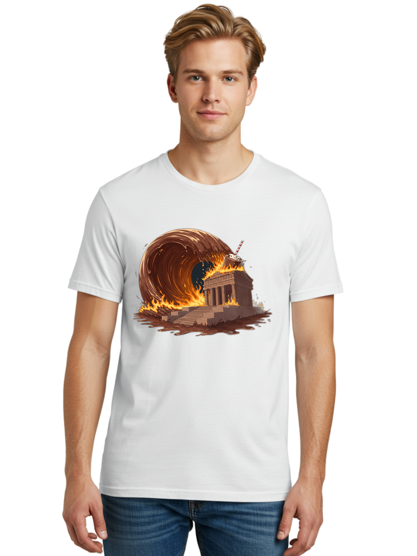 Brandenburg-Gate-On-Fire Men'S Graphic Tee, 100% Cotton, Comfortable Casual Summer Wear, Machine Washable, Vintage Camera, Old Camera, Antique Camera, Black Camera, Classic Photography, Photography Equipment, Nostalgic Device, Film Camera, Bal875