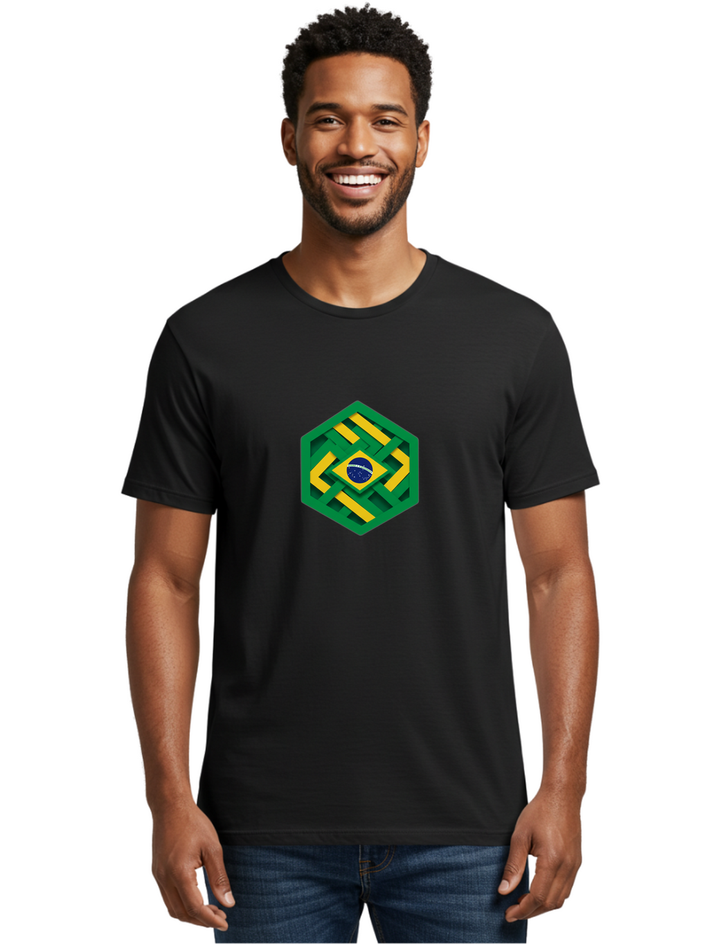 Brazil-Flag-Hexagon Men'S Graphic Tee, 100% Cotton, Comfortable Casual Summer Wear, Machine Washable, Vintage Camera, Old Camera, Antique Camera, Black Camera, Classic Photography, Photography Equipment, Nostalgic Device, Film Camera, Bal877