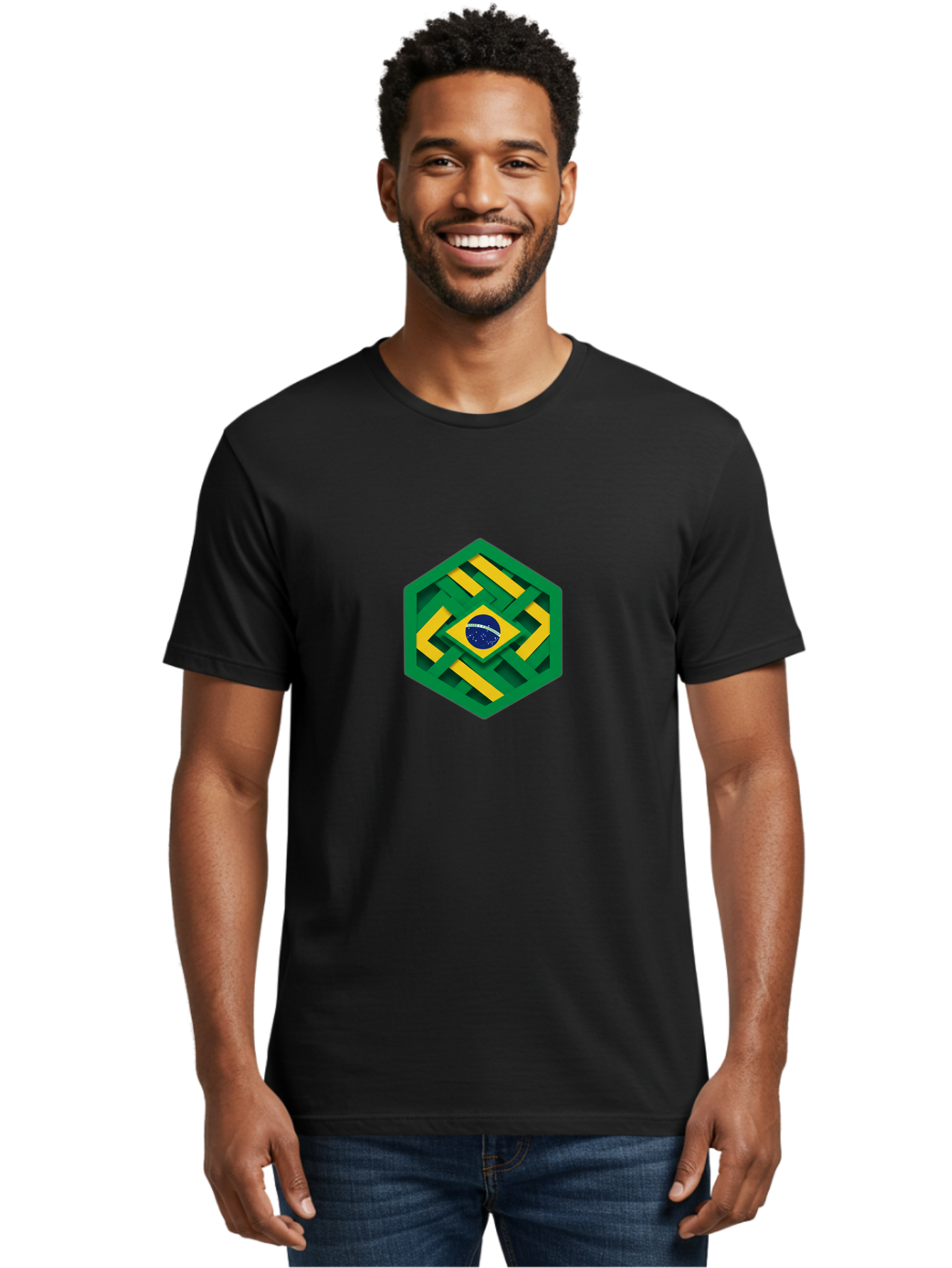 Brazil-Flag-Hexagon Men'S Graphic Tee, 100% Cotton, Comfortable Casual Summer Wear, Machine Washable, Vintage Camera, Old Camera, Antique Camera, Black Camera, Classic Photography, Photography Equipment, Nostalgic Device, Film Camera, Bal877