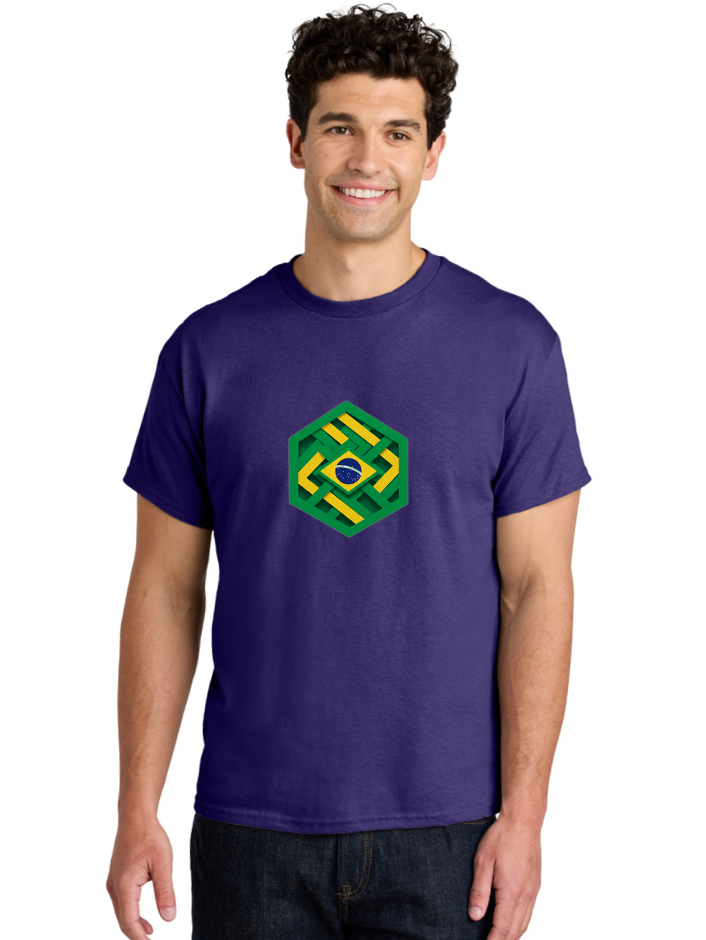 Brazil-Flag-Hexagon Men'S Graphic Tee, 100% Cotton, Comfortable Casual Summer Wear, Machine Washable, Vintage Camera, Old Camera, Antique Camera, Black Camera, Classic Photography, Photography Equipment, Nostalgic Device, Film Camera, Bal877