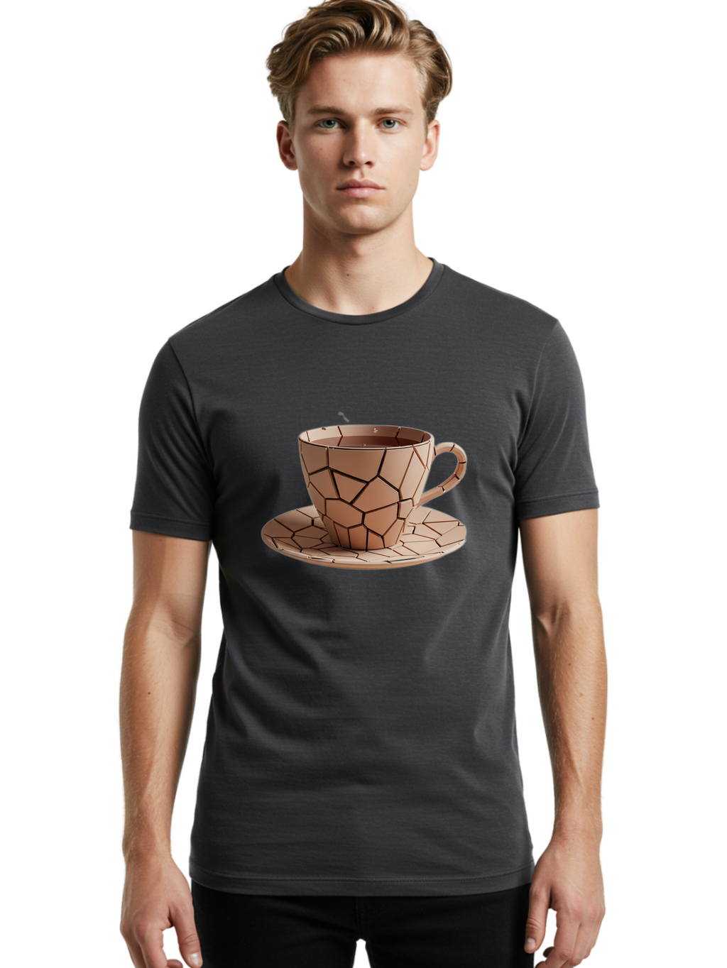 Broken-Beige-Cup Men'S Graphic Tee, 100% Cotton, Comfortable Casual Summer Wear, Machine Washable, Vintage Camera, Old Camera, Antique Camera, Black Camera, Classic Photography, Photography Equipment, Nostalgic Device, Film Camera, Camera Art Bal878