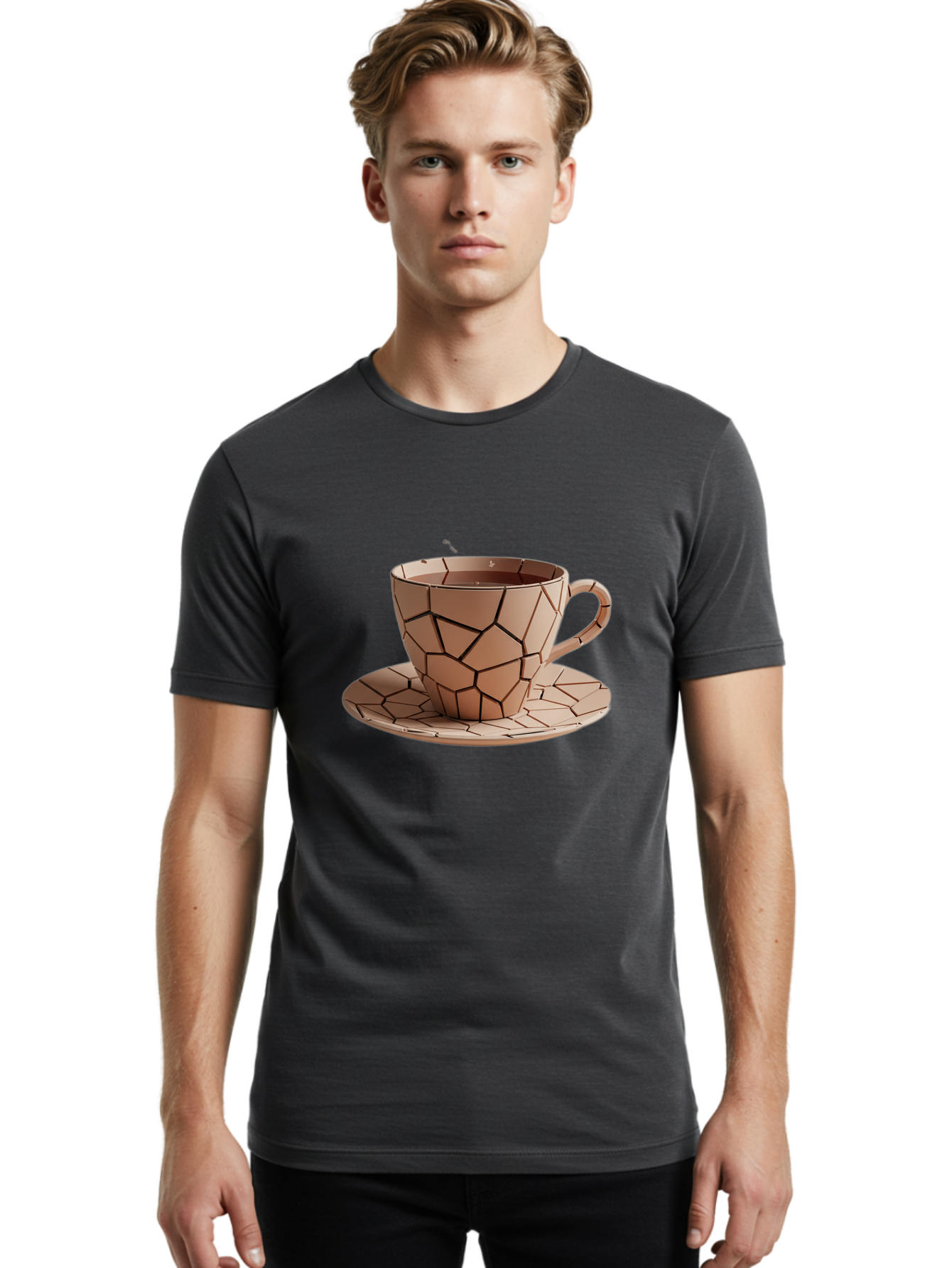 Broken-Beige-Cup Men'S Graphic Tee, 100% Cotton, Comfortable Casual Summer Wear, Machine Washable, Vintage Camera, Old Camera, Antique Camera, Black Camera, Classic Photography, Photography Equipment, Nostalgic Device, Film Camera, Camera Art Bal878