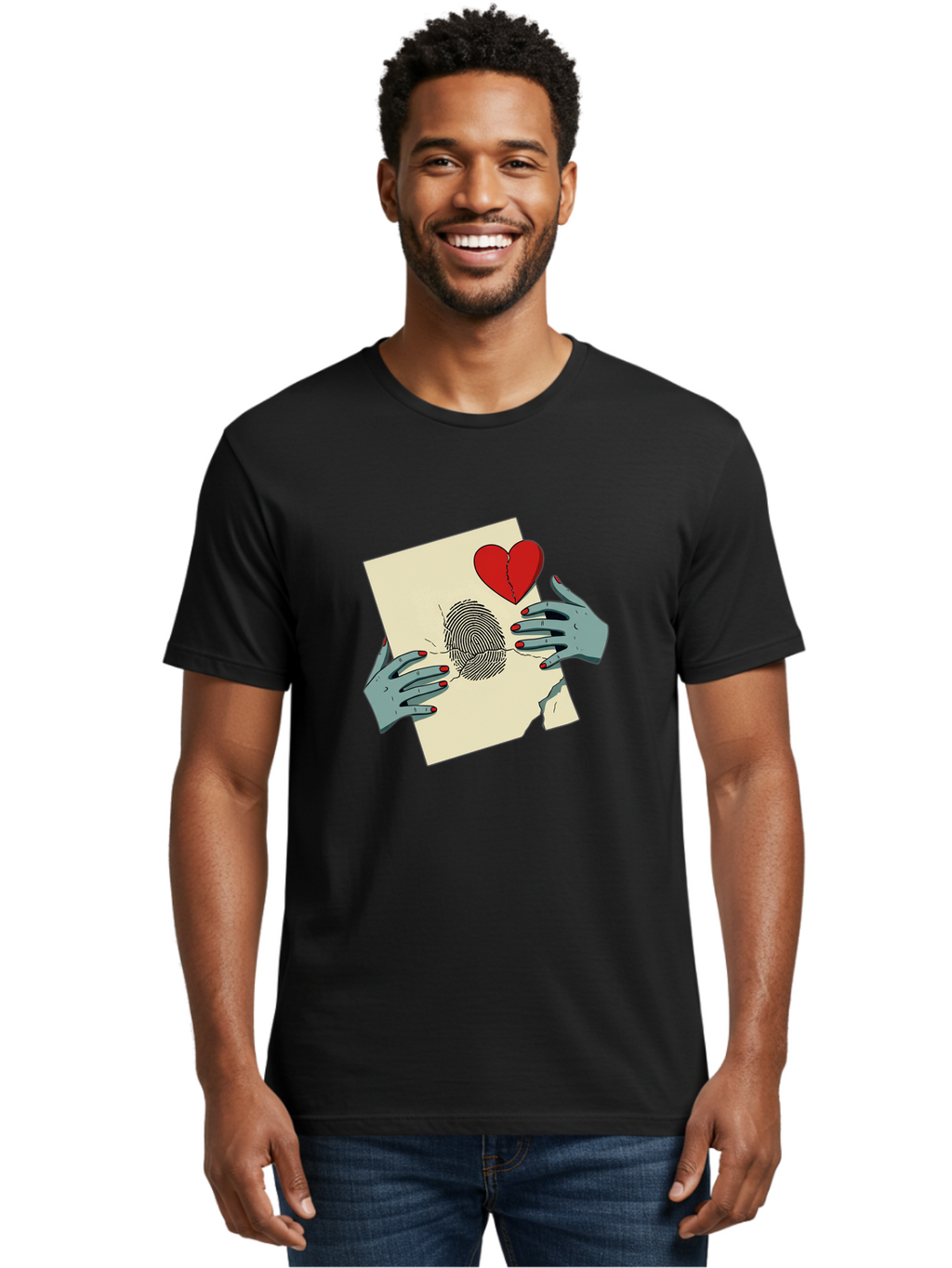 Broken-Heart-Fingerprint Men'S Graphic Tee, 100% Cotton, Comfortable Casual Summer Wear, Machine Washable, Vintage Camera, Old Camera, Antique Camera, Black Camera, Classic Photography, Photography Equipment, Nostalgic Device, Film Camera, Bal880