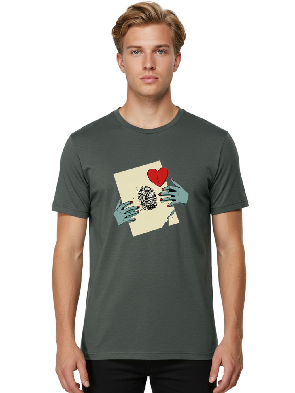 Broken-Heart-Fingerprint Men'S Graphic Tee, 100% Cotton, Comfortable Casual Summer Wear, Machine Washable, Vintage Camera, Old Camera, Antique Camera, Black Camera, Classic Photography, Photography Equipment, Nostalgic Device, Film Camera, Bal880