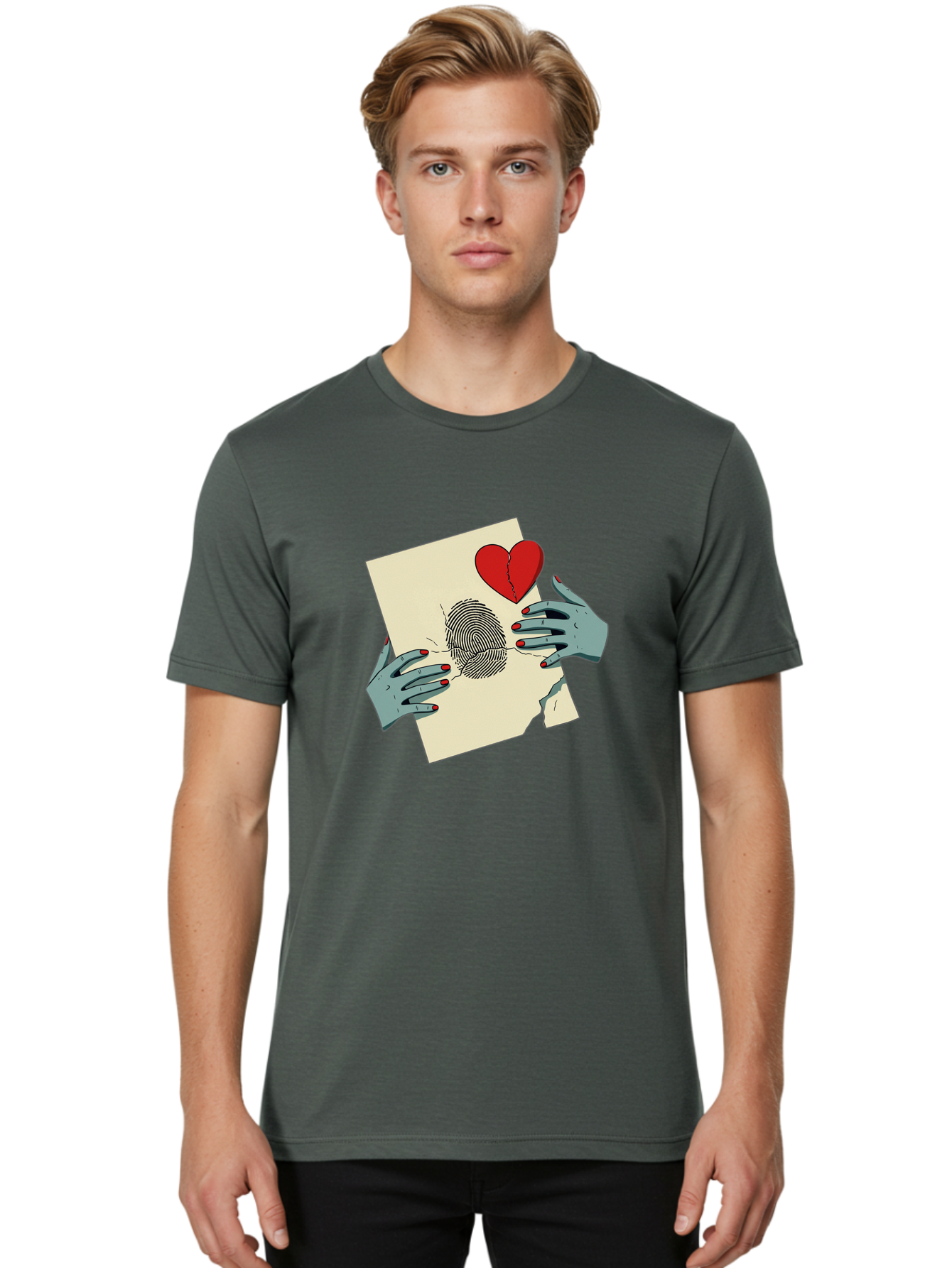 Broken-Heart-Fingerprint Men'S Graphic Tee, 100% Cotton, Comfortable Casual Summer Wear, Machine Washable, Vintage Camera, Old Camera, Antique Camera, Black Camera, Classic Photography, Photography Equipment, Nostalgic Device, Film Camera, Bal880