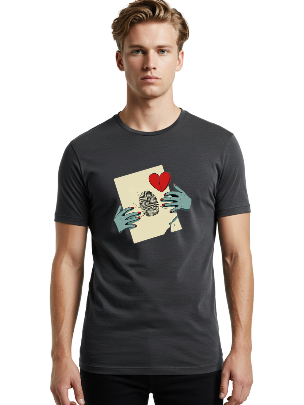 Broken-Heart-Fingerprint Men'S Graphic Tee, 100% Cotton, Comfortable Casual Summer Wear, Machine Washable, Vintage Camera, Old Camera, Antique Camera, Black Camera, Classic Photography, Photography Equipment, Nostalgic Device, Film Camera, Bal880