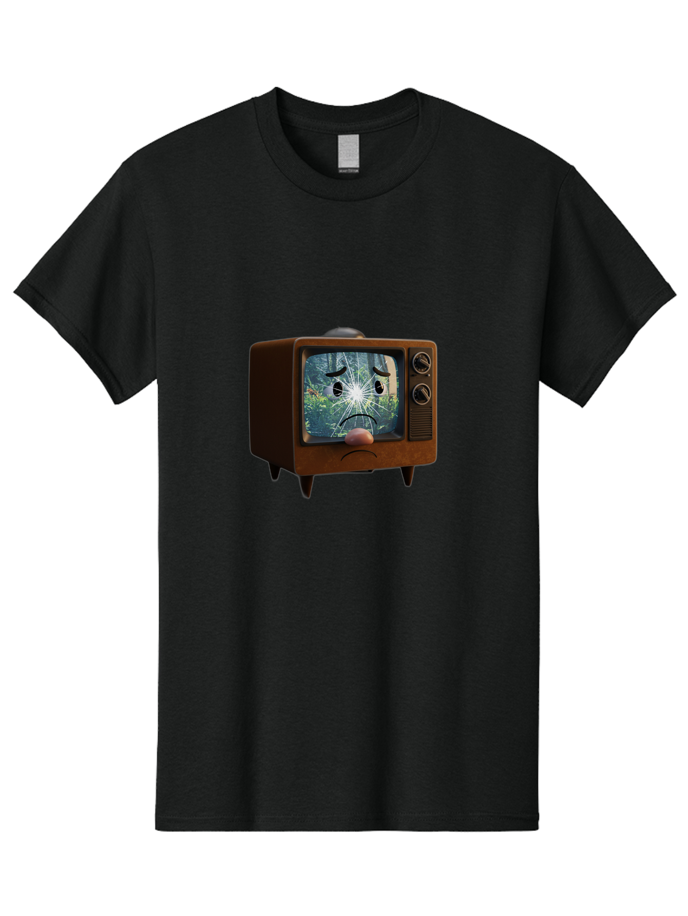 Broken-Tv-With-Frowning-Face Men'S Graphic Tee, 100% Cotton, Comfortable Casual Summer Wear, Machine Washable, Vintage Camera, Old Camera, Antique Camera, Black Camera, Classic Photography, Photography Equipment, Nostalgic Device, Film Camera, Bal882
