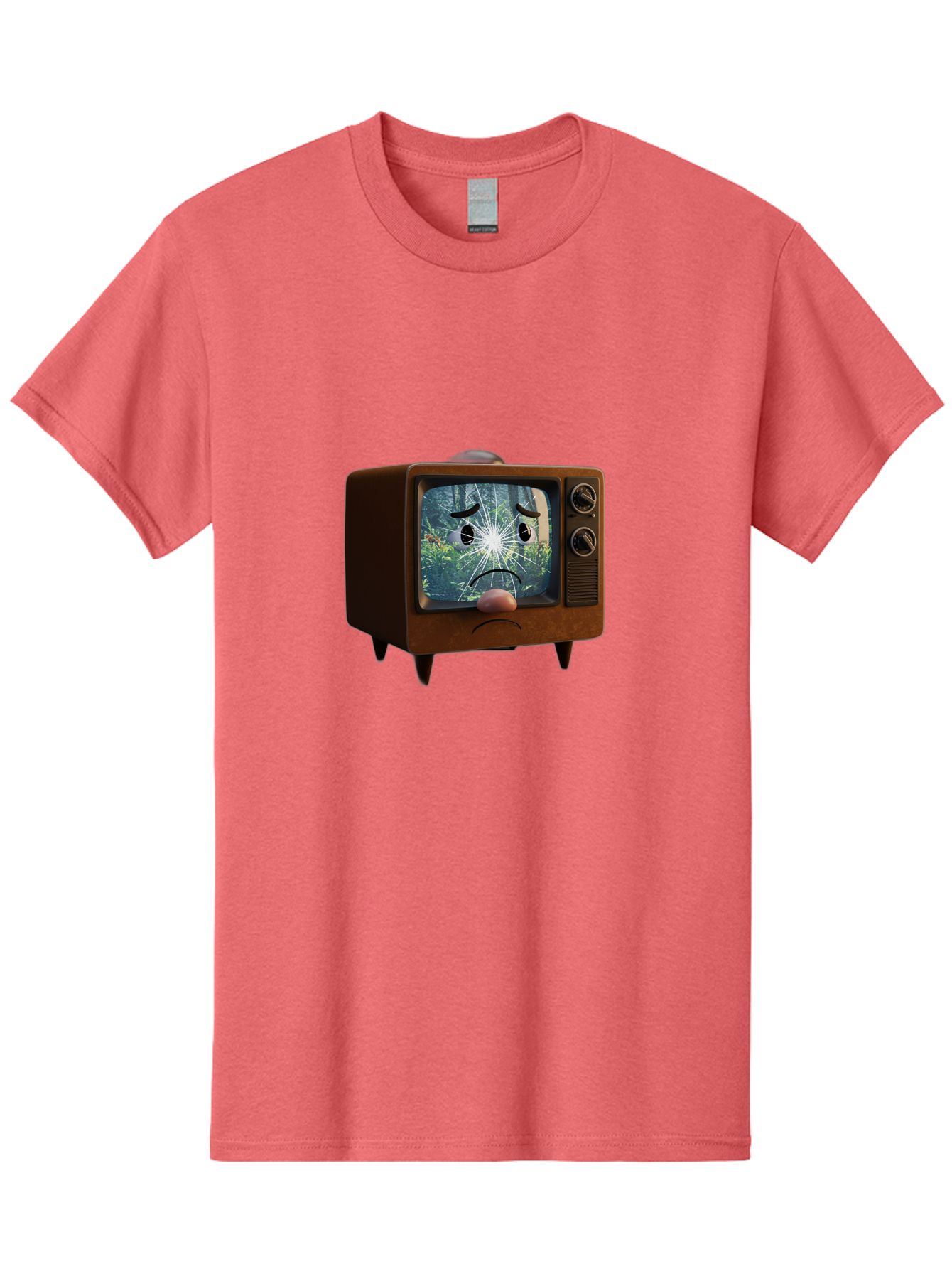 Broken-Tv-With-Frowning-Face Men'S Graphic Tee, 100% Cotton, Comfortable Casual Summer Wear, Machine Washable, Vintage Camera, Old Camera, Antique Camera, Black Camera, Classic Photography, Photography Equipment, Nostalgic Device, Film Camera, Bal882