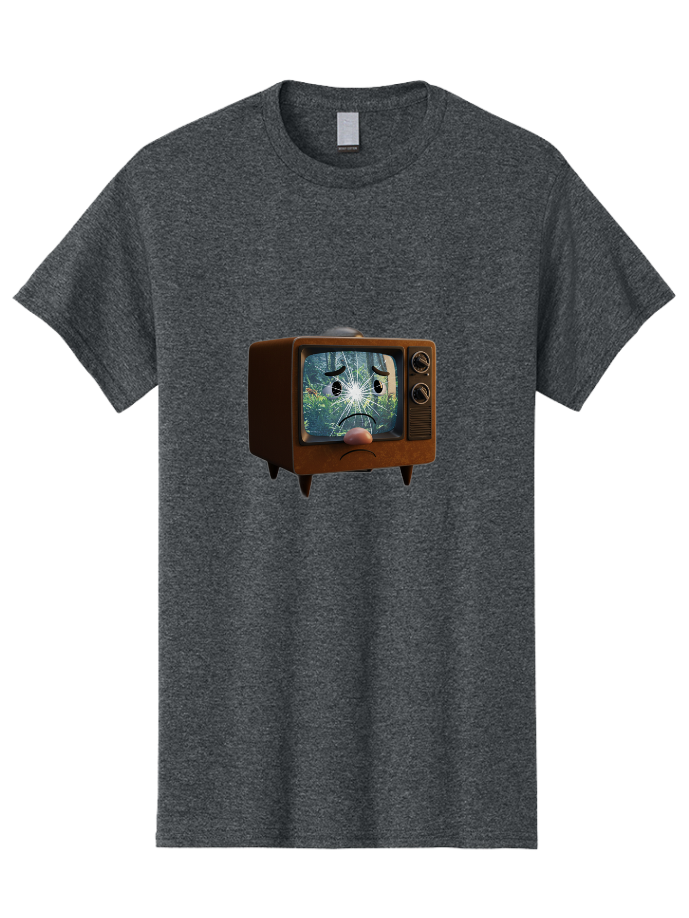 Broken-Tv-With-Frowning-Face Men'S Graphic Tee, 100% Cotton, Comfortable Casual Summer Wear, Machine Washable, Vintage Camera, Old Camera, Antique Camera, Black Camera, Classic Photography, Photography Equipment, Nostalgic Device, Film Camera, Bal882