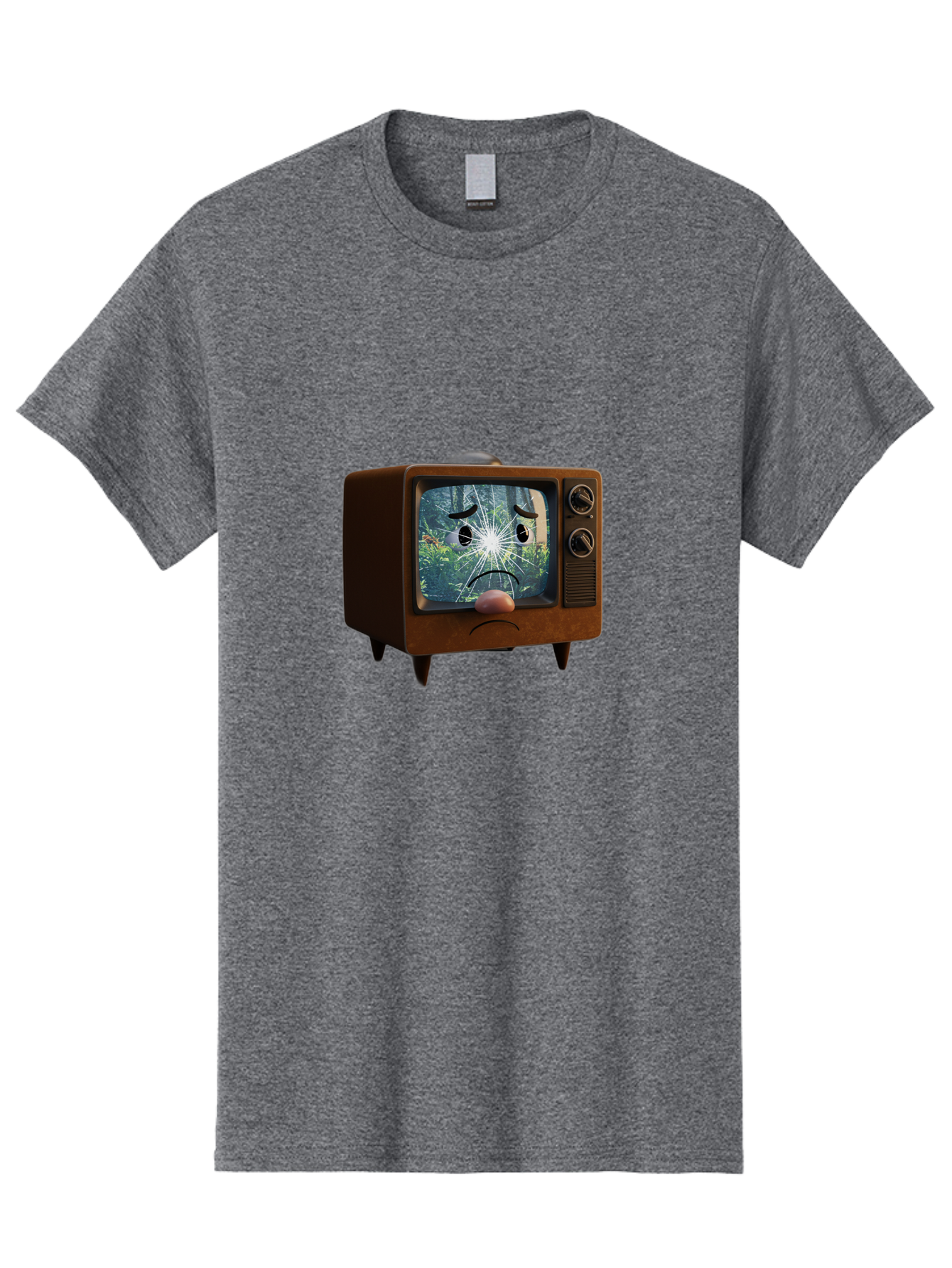 Broken-Tv-With-Frowning-Face Men'S Graphic Tee, 100% Cotton, Comfortable Casual Summer Wear, Machine Washable, Vintage Camera, Old Camera, Antique Camera, Black Camera, Classic Photography, Photography Equipment, Nostalgic Device, Film Camera, Bal882