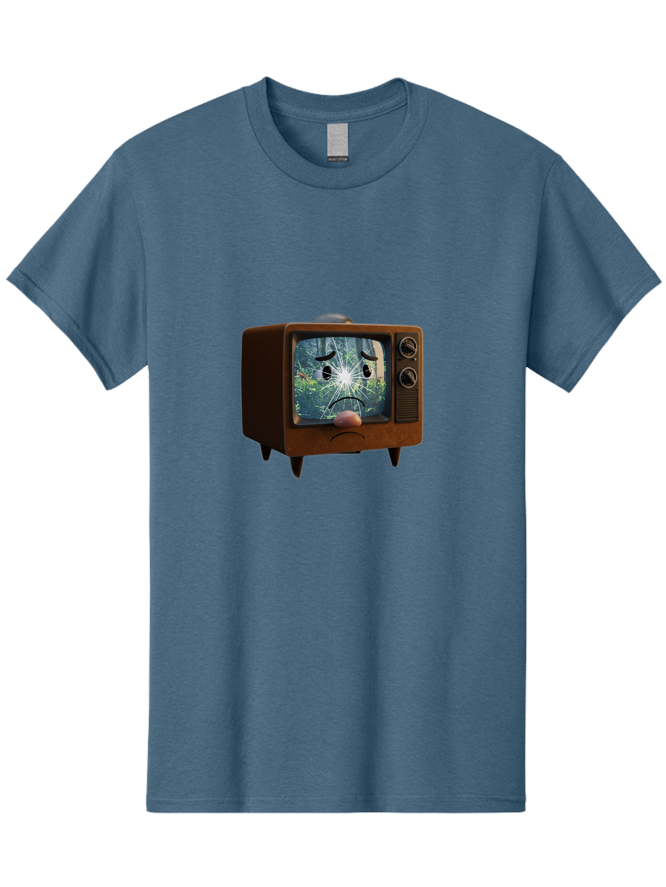 Broken-Tv-With-Frowning-Face Men'S Graphic Tee, 100% Cotton, Comfortable Casual Summer Wear, Machine Washable, Vintage Camera, Old Camera, Antique Camera, Black Camera, Classic Photography, Photography Equipment, Nostalgic Device, Film Camera, Bal882