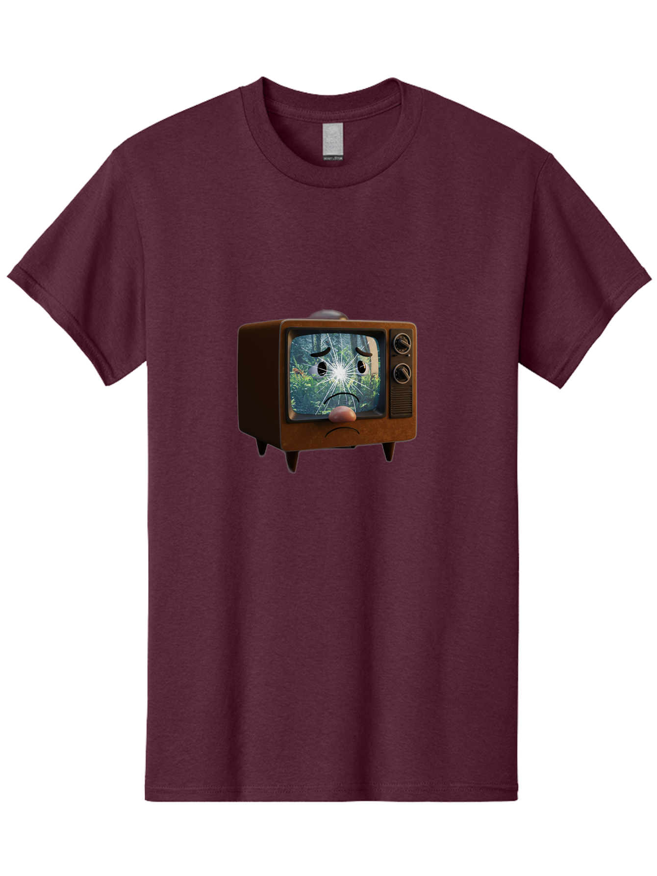 Broken-Tv-With-Frowning-Face Men'S Graphic Tee, 100% Cotton, Comfortable Casual Summer Wear, Machine Washable, Vintage Camera, Old Camera, Antique Camera, Black Camera, Classic Photography, Photography Equipment, Nostalgic Device, Film Camera, Bal882