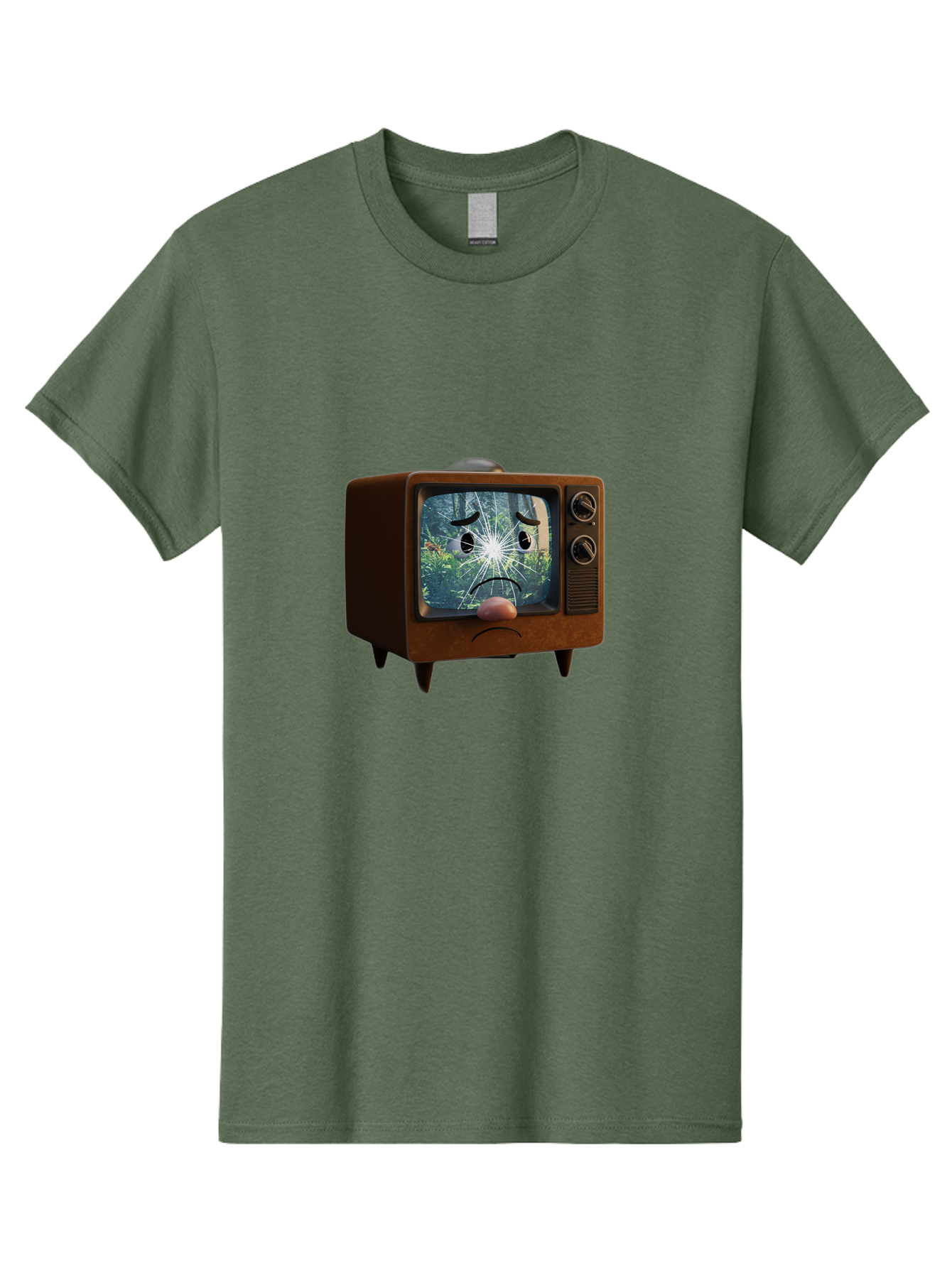 Broken-Tv-With-Frowning-Face Men'S Graphic Tee, 100% Cotton, Comfortable Casual Summer Wear, Machine Washable, Vintage Camera, Old Camera, Antique Camera, Black Camera, Classic Photography, Photography Equipment, Nostalgic Device, Film Camera, Bal882