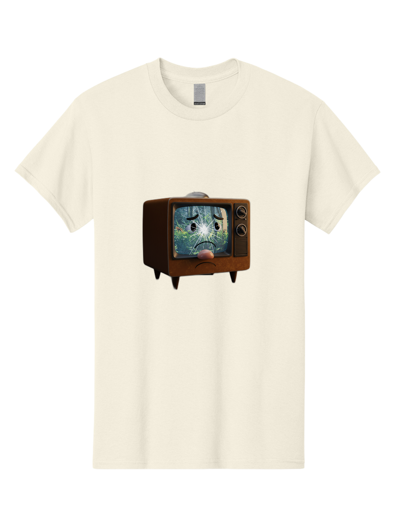 Broken-Tv-With-Frowning-Face Men'S Graphic Tee, 100% Cotton, Comfortable Casual Summer Wear, Machine Washable, Vintage Camera, Old Camera, Antique Camera, Black Camera, Classic Photography, Photography Equipment, Nostalgic Device, Film Camera, Bal882