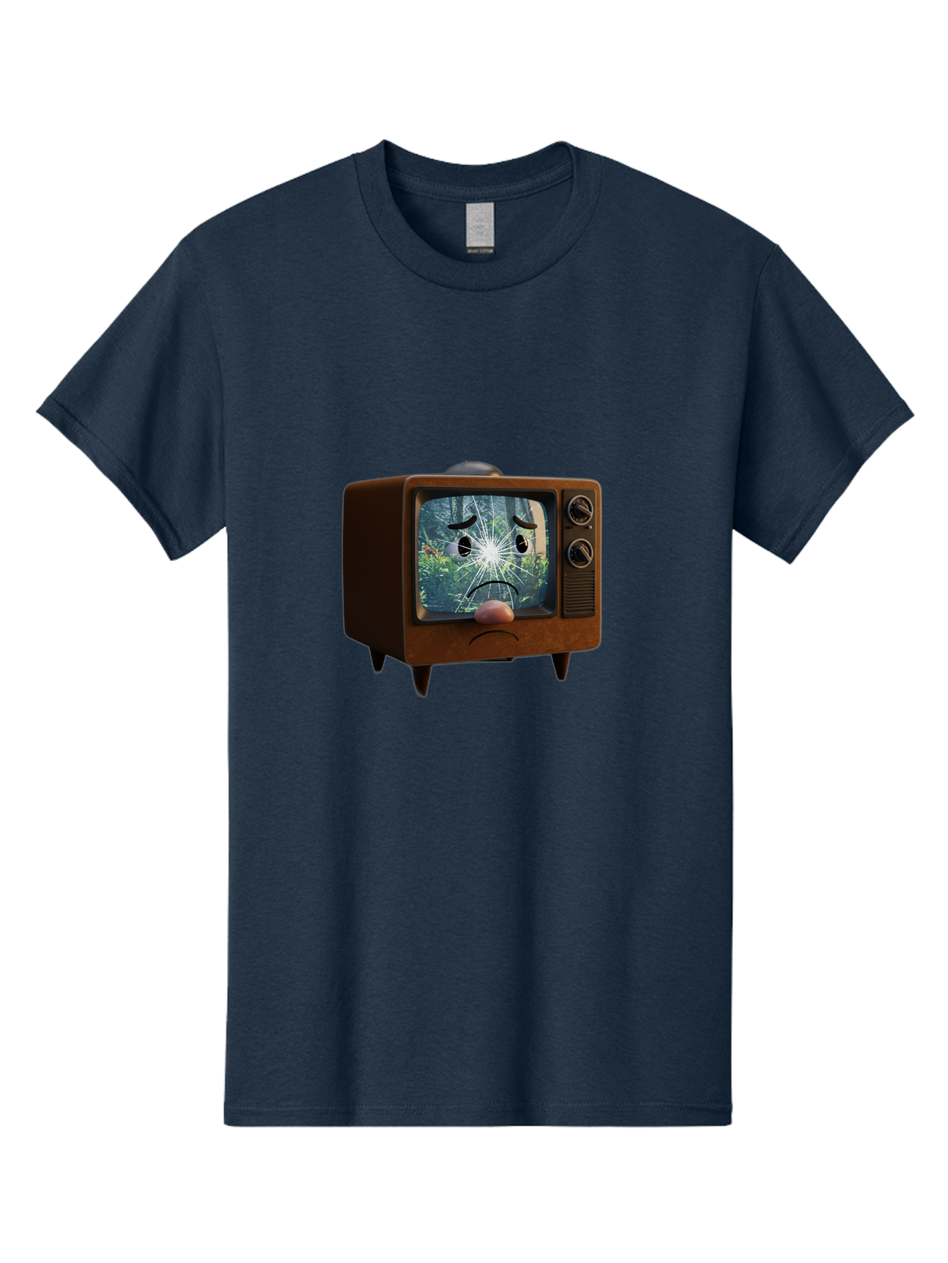 Broken-Tv-With-Frowning-Face Men'S Graphic Tee, 100% Cotton, Comfortable Casual Summer Wear, Machine Washable, Vintage Camera, Old Camera, Antique Camera, Black Camera, Classic Photography, Photography Equipment, Nostalgic Device, Film Camera, Bal882
