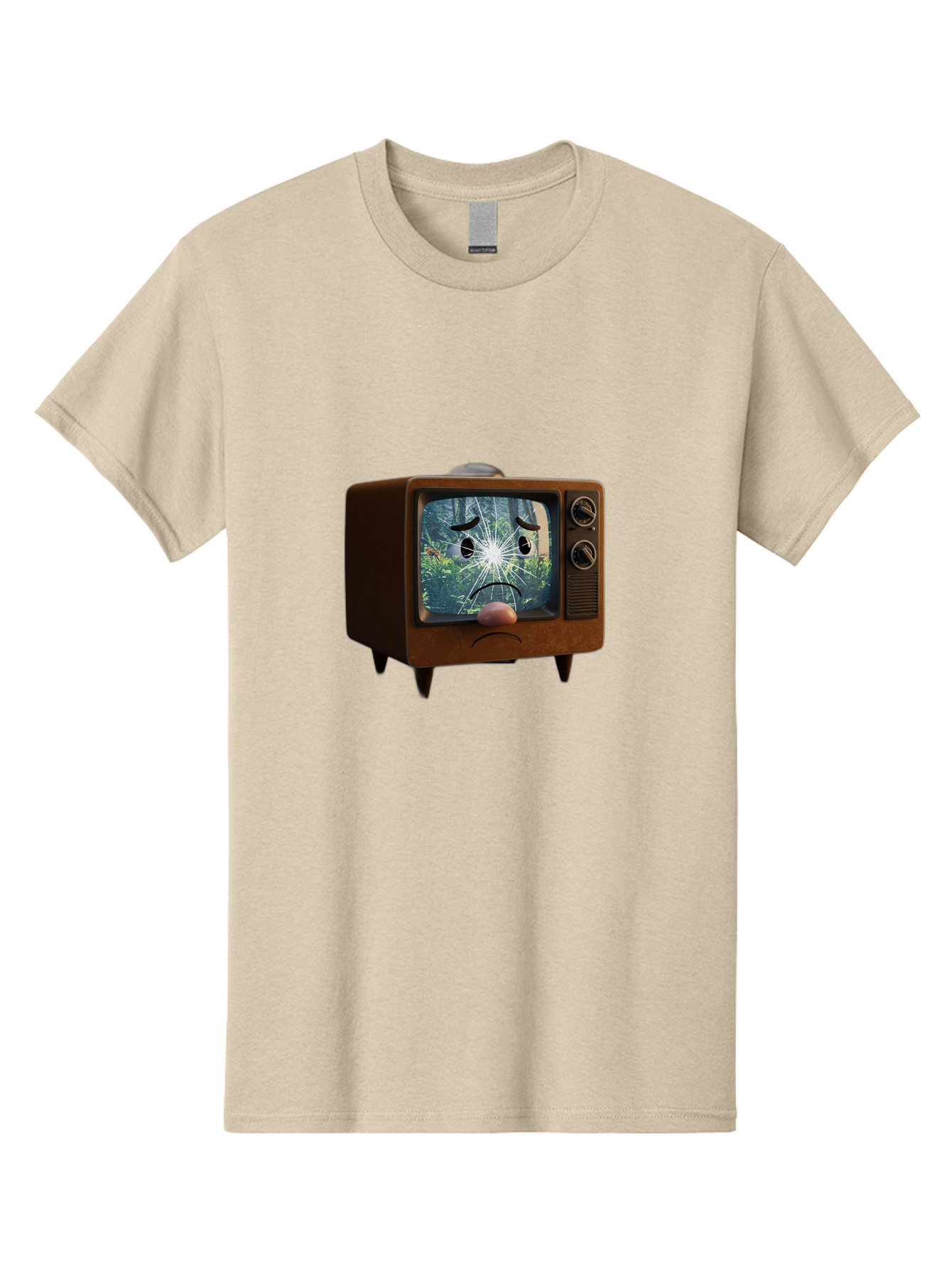 Broken-Tv-With-Frowning-Face Men'S Graphic Tee, 100% Cotton, Comfortable Casual Summer Wear, Machine Washable, Vintage Camera, Old Camera, Antique Camera, Black Camera, Classic Photography, Photography Equipment, Nostalgic Device, Film Camera, Bal882