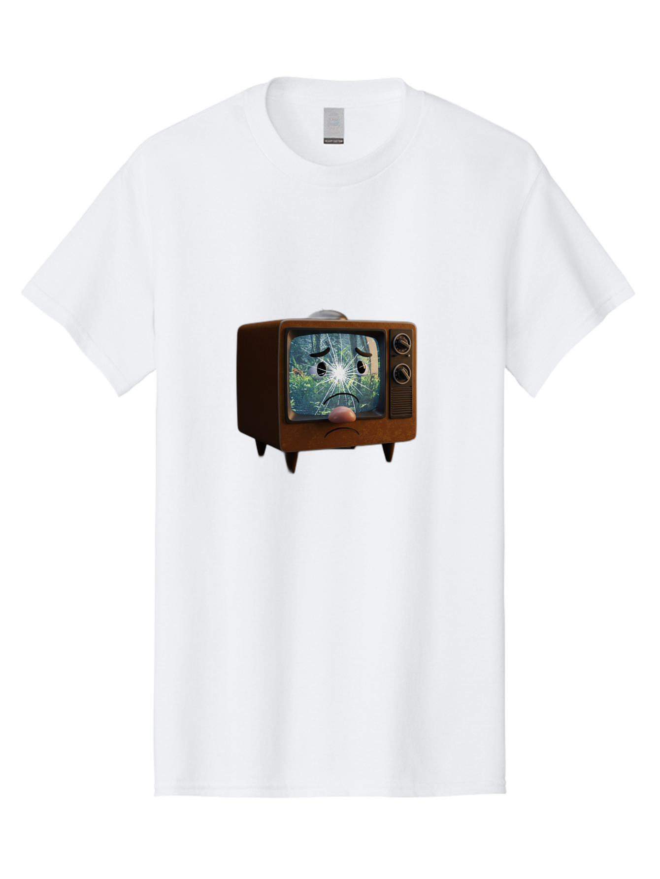 Broken-Tv-With-Frowning-Face Men'S Graphic Tee, 100% Cotton, Comfortable Casual Summer Wear, Machine Washable, Vintage Camera, Old Camera, Antique Camera, Black Camera, Classic Photography, Photography Equipment, Nostalgic Device, Film Camera, Bal882