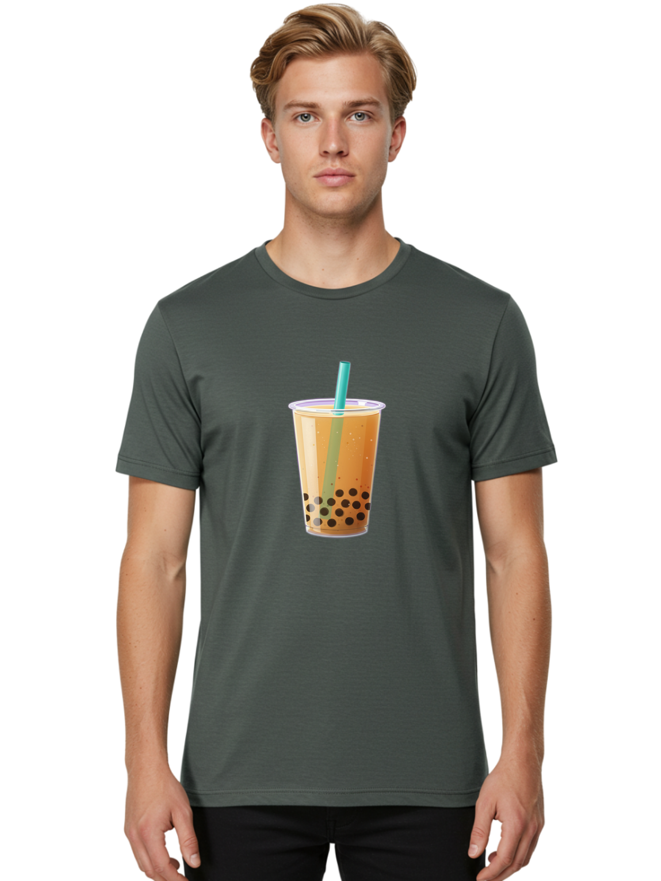 Bubble-Tea-1 Men'S Graphic Tee, 100% Cotton, Comfortable Casual Summer Wear, Machine Washable, Vintage Camera, Old Camera, Antique Camera, Black Camera, Classic Photography, Photography Equipment, Nostalgic Device, Film Camera, Camera Art Bal888