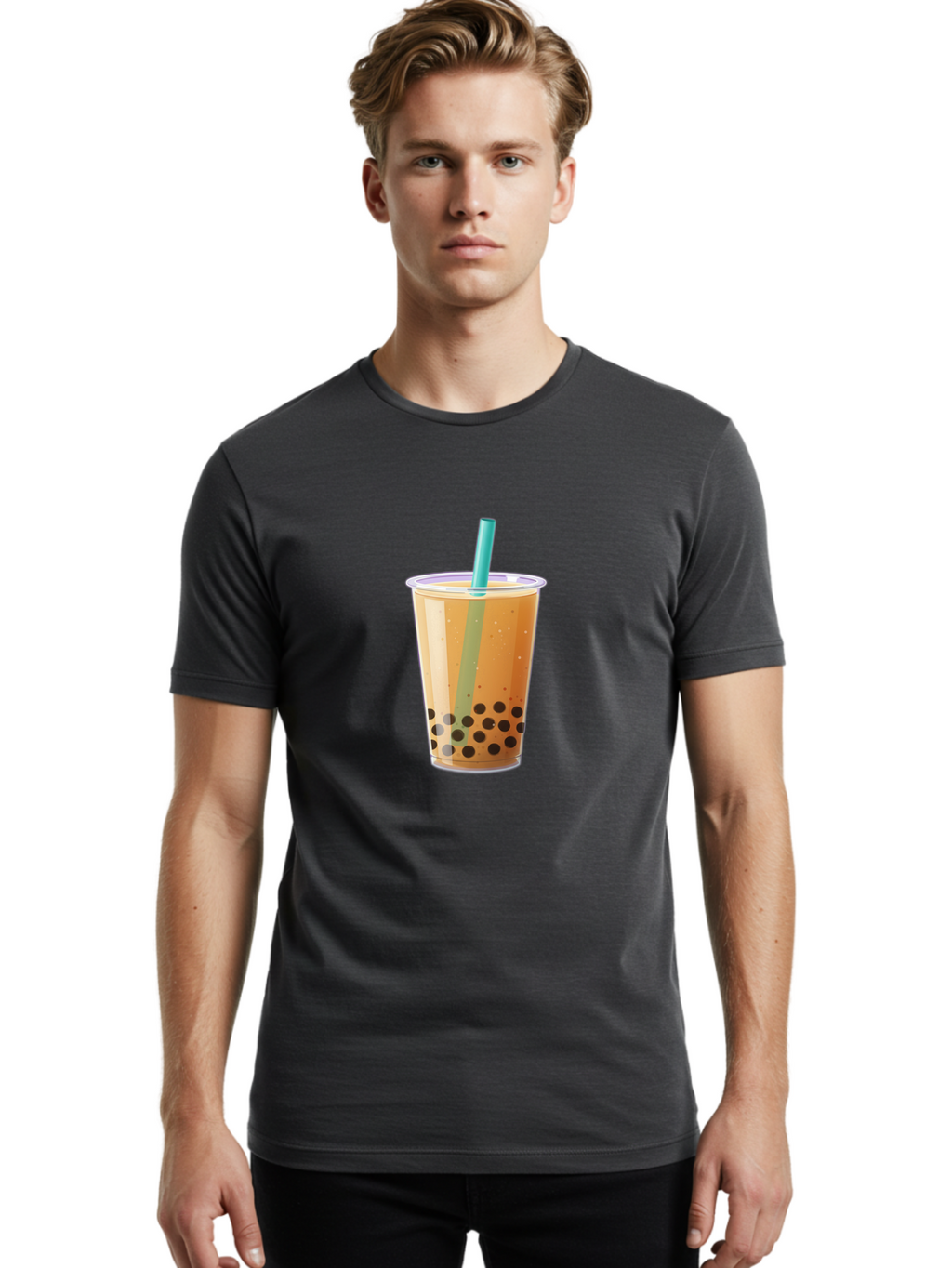 Bubble-Tea-1 Men'S Graphic Tee, 100% Cotton, Comfortable Casual Summer Wear, Machine Washable, Vintage Camera, Old Camera, Antique Camera, Black Camera, Classic Photography, Photography Equipment, Nostalgic Device, Film Camera, Camera Art Bal888