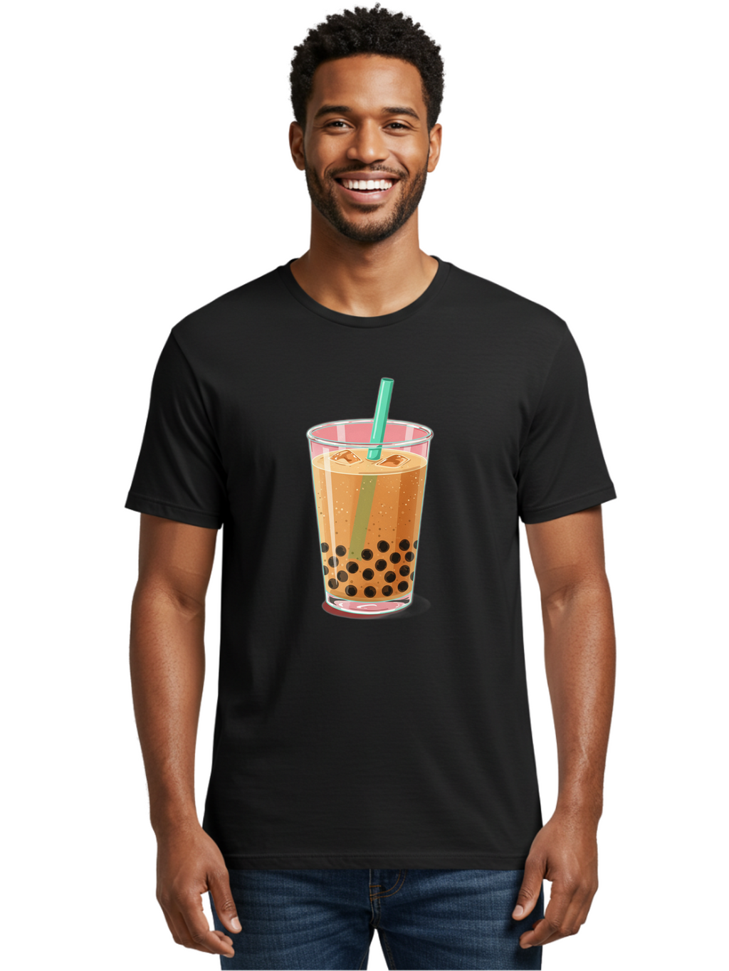 Bubble-Tea-2 Men'S Graphic Tee, 100% Cotton, Comfortable Casual Summer Wear, Machine Washable, Vintage Camera, Old Camera, Antique Camera, Black Camera, Classic Photography, Photography Equipment, Nostalgic Device, Film Camera, Camera Art Bal889