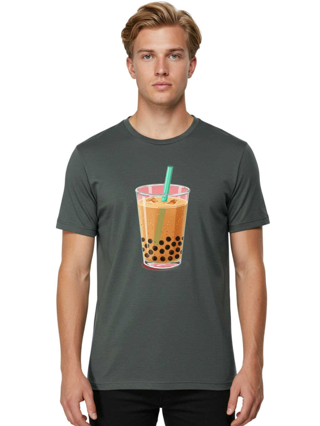 Bubble-Tea-2 Men'S Graphic Tee, 100% Cotton, Comfortable Casual Summer Wear, Machine Washable, Vintage Camera, Old Camera, Antique Camera, Black Camera, Classic Photography, Photography Equipment, Nostalgic Device, Film Camera, Camera Art Bal889