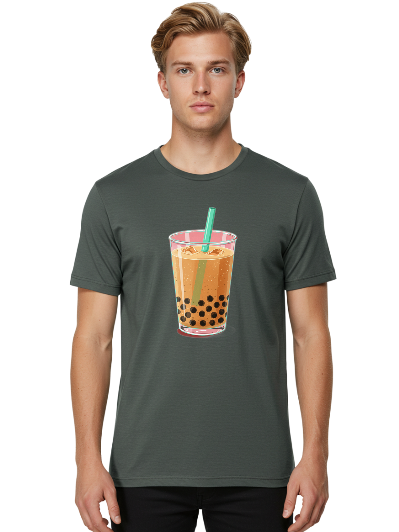 Bubble-Tea-2 Men'S Graphic Tee, 100% Cotton, Comfortable Casual Summer Wear, Machine Washable, Vintage Camera, Old Camera, Antique Camera, Black Camera, Classic Photography, Photography Equipment, Nostalgic Device, Film Camera, Camera Art Bal889