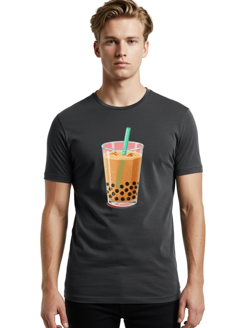 Bubble-Tea-2 Men'S Graphic Tee, 100% Cotton, Comfortable Casual Summer Wear, Machine Washable, Vintage Camera, Old Camera, Antique Camera, Black Camera, Classic Photography, Photography Equipment, Nostalgic Device, Film Camera, Camera Art Bal889