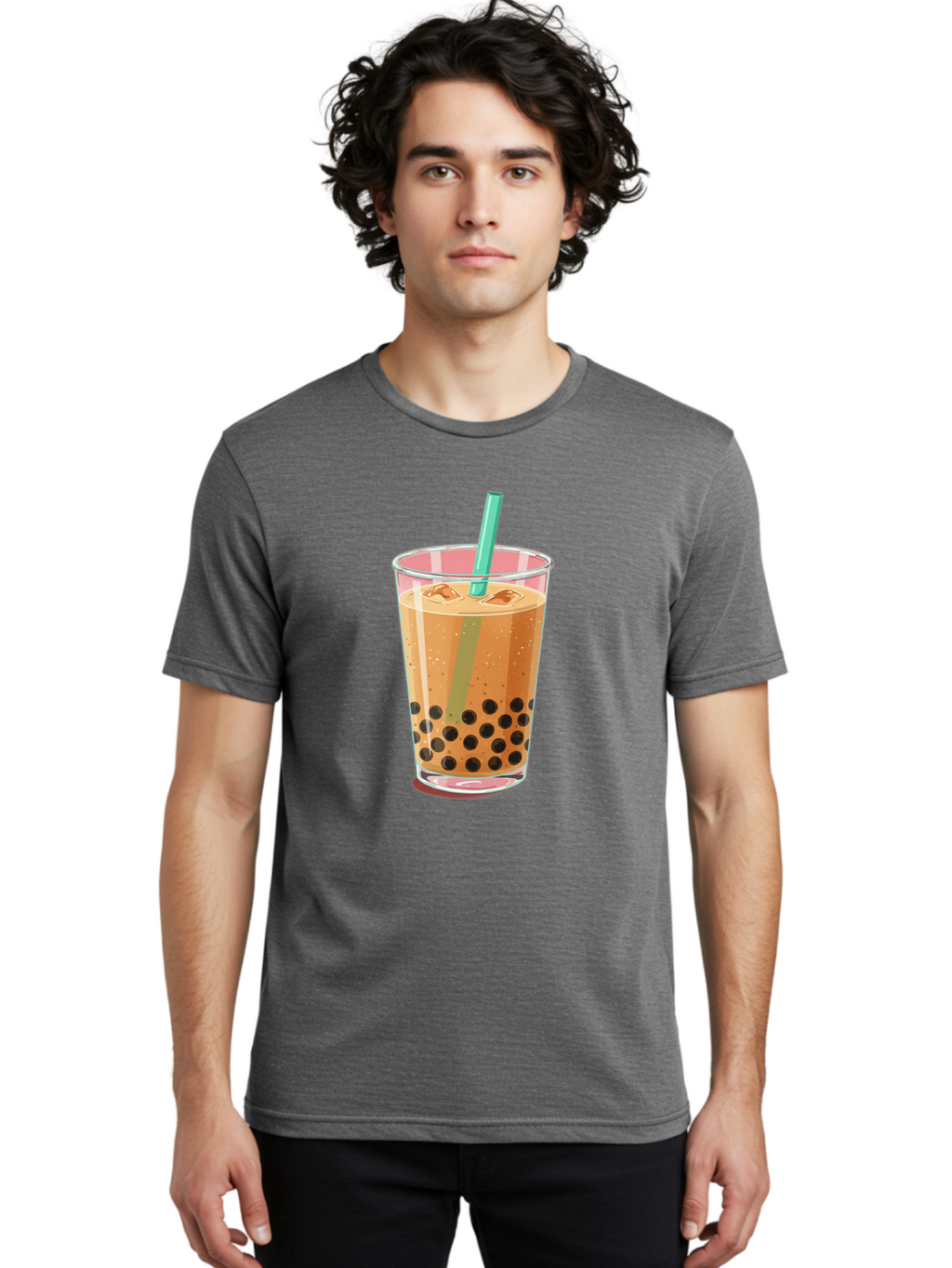 Bubble-Tea-2 Men'S Graphic Tee, 100% Cotton, Comfortable Casual Summer Wear, Machine Washable, Vintage Camera, Old Camera, Antique Camera, Black Camera, Classic Photography, Photography Equipment, Nostalgic Device, Film Camera, Camera Art Bal889