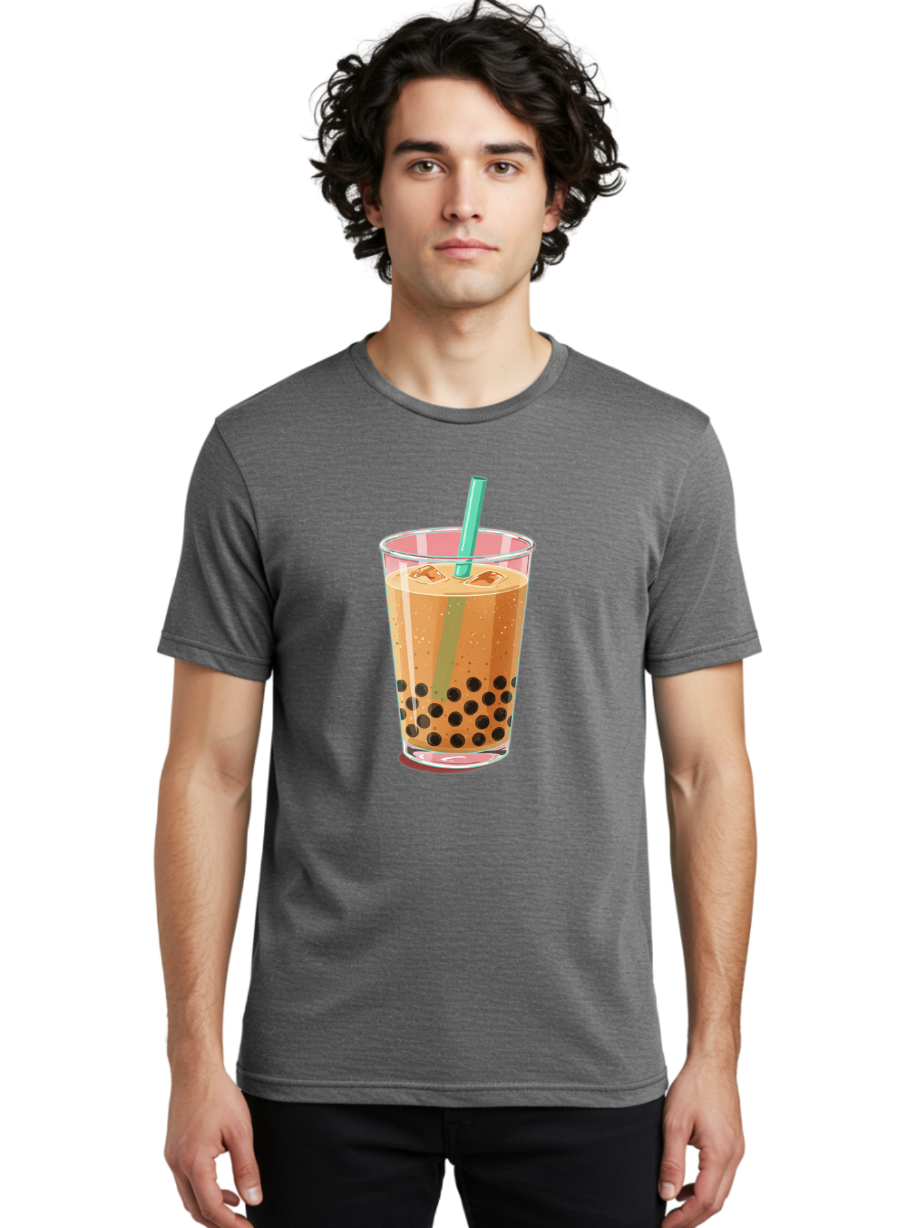 Bubble-Tea-2 Men'S Graphic Tee, 100% Cotton, Comfortable Casual Summer Wear, Machine Washable, Vintage Camera, Old Camera, Antique Camera, Black Camera, Classic Photography, Photography Equipment, Nostalgic Device, Film Camera, Camera Art Bal889