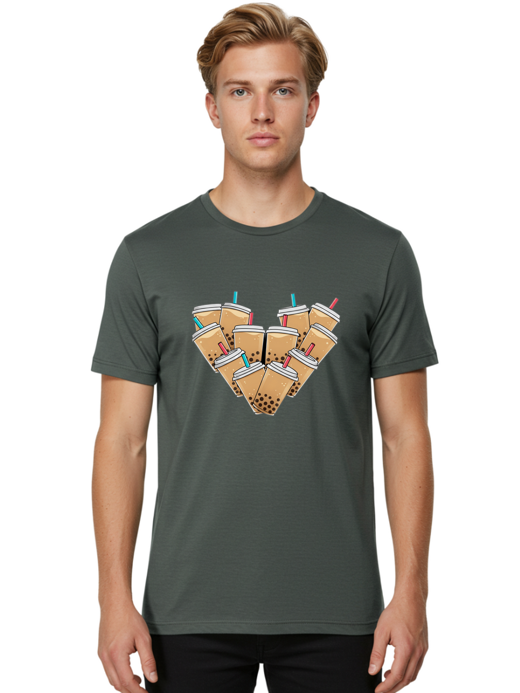 Bubble-Tea-3 Men'S Graphic Tee, 100% Cotton, Comfortable Casual Summer Wear, Machine Washable, Vintage Camera, Old Camera, Antique Camera, Black Camera, Classic Photography, Photography Equipment, Nostalgic Device, Film Camera, Camera Art Bal890
