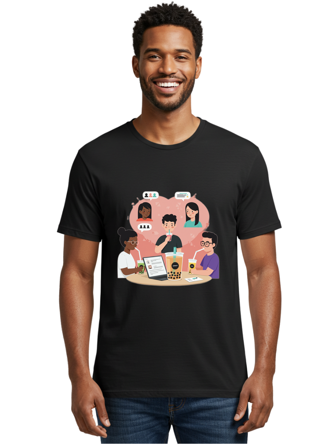 Bubble-Tea-Friends Men'S Graphic Tee, 100% Cotton, Comfortable Casual Summer Wear, Machine Washable, Vintage Camera, Old Camera, Antique Camera, Black Camera, Classic Photography, Photography Equipment, Nostalgic Device, Film Camera, Bal891
