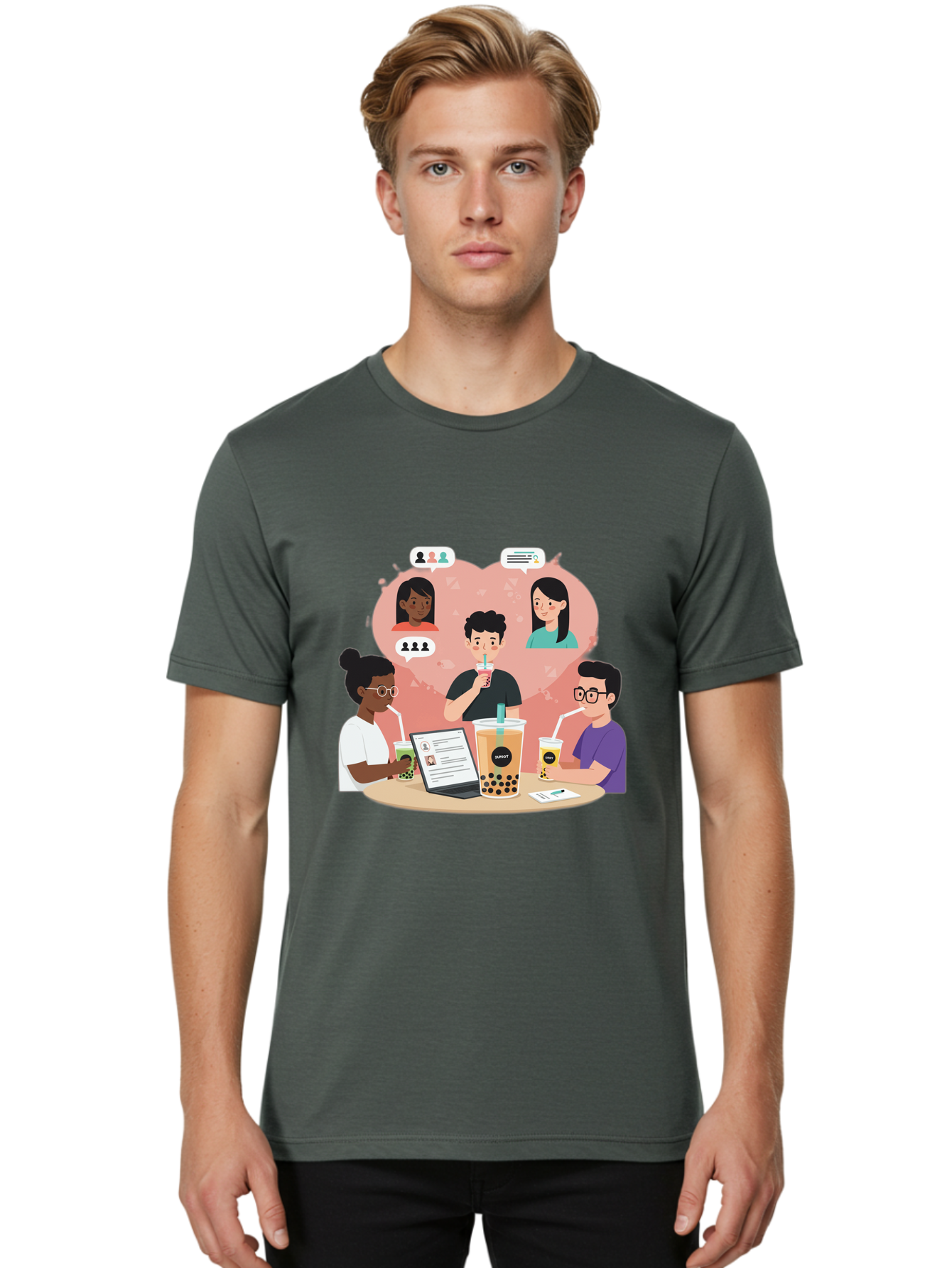 Bubble-Tea-Friends Men'S Graphic Tee, 100% Cotton, Comfortable Casual Summer Wear, Machine Washable, Vintage Camera, Old Camera, Antique Camera, Black Camera, Classic Photography, Photography Equipment, Nostalgic Device, Film Camera, Bal891