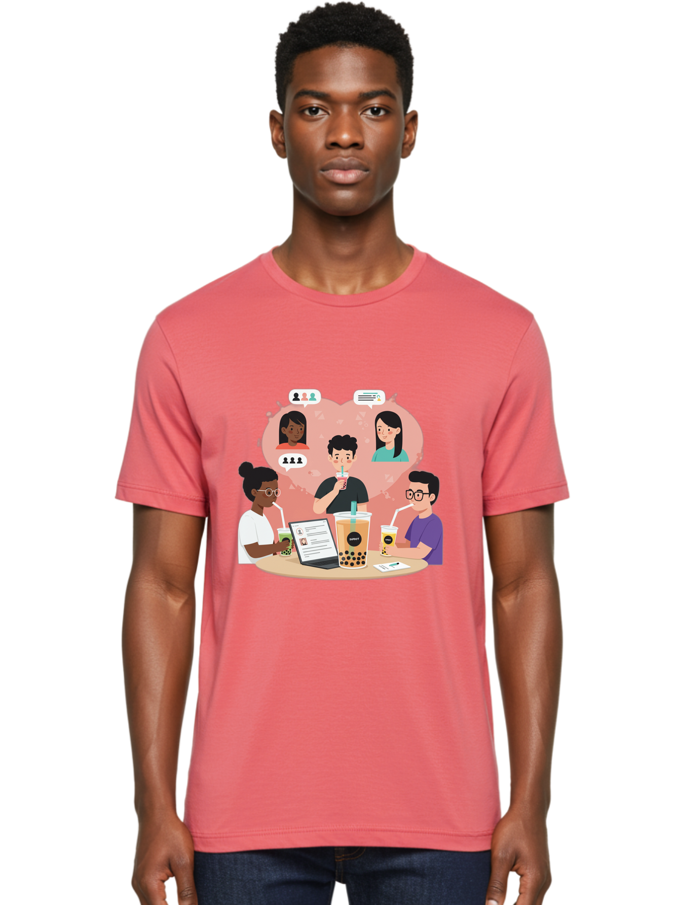Bubble-Tea-Friends Men'S Graphic Tee, 100% Cotton, Comfortable Casual Summer Wear, Machine Washable, Vintage Camera, Old Camera, Antique Camera, Black Camera, Classic Photography, Photography Equipment, Nostalgic Device, Film Camera, Bal891
