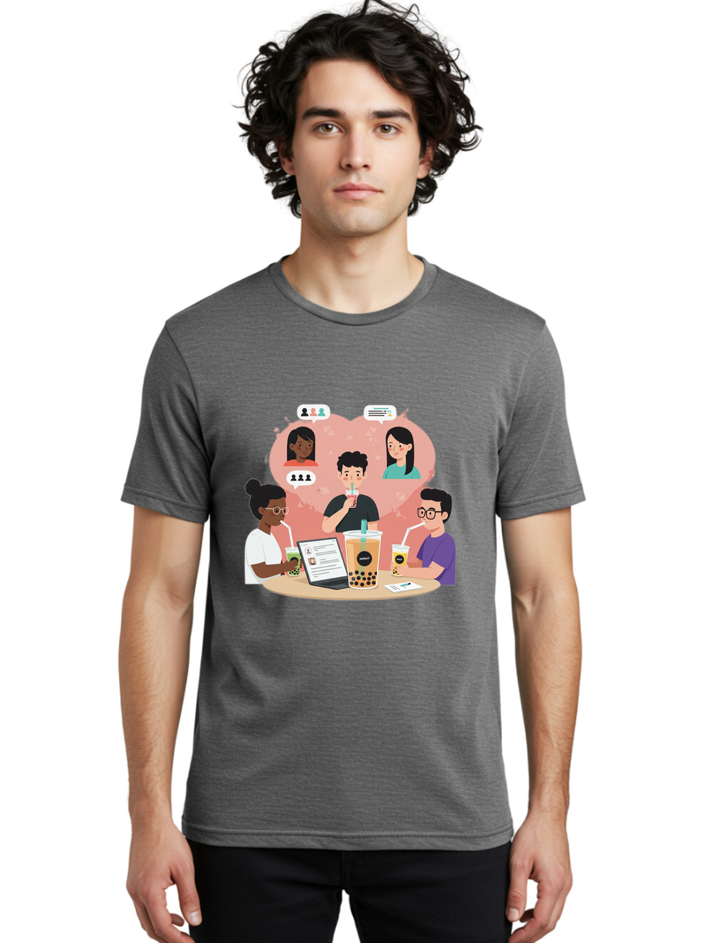 Bubble-Tea-Friends Men'S Graphic Tee, 100% Cotton, Comfortable Casual Summer Wear, Machine Washable, Vintage Camera, Old Camera, Antique Camera, Black Camera, Classic Photography, Photography Equipment, Nostalgic Device, Film Camera, Bal891
