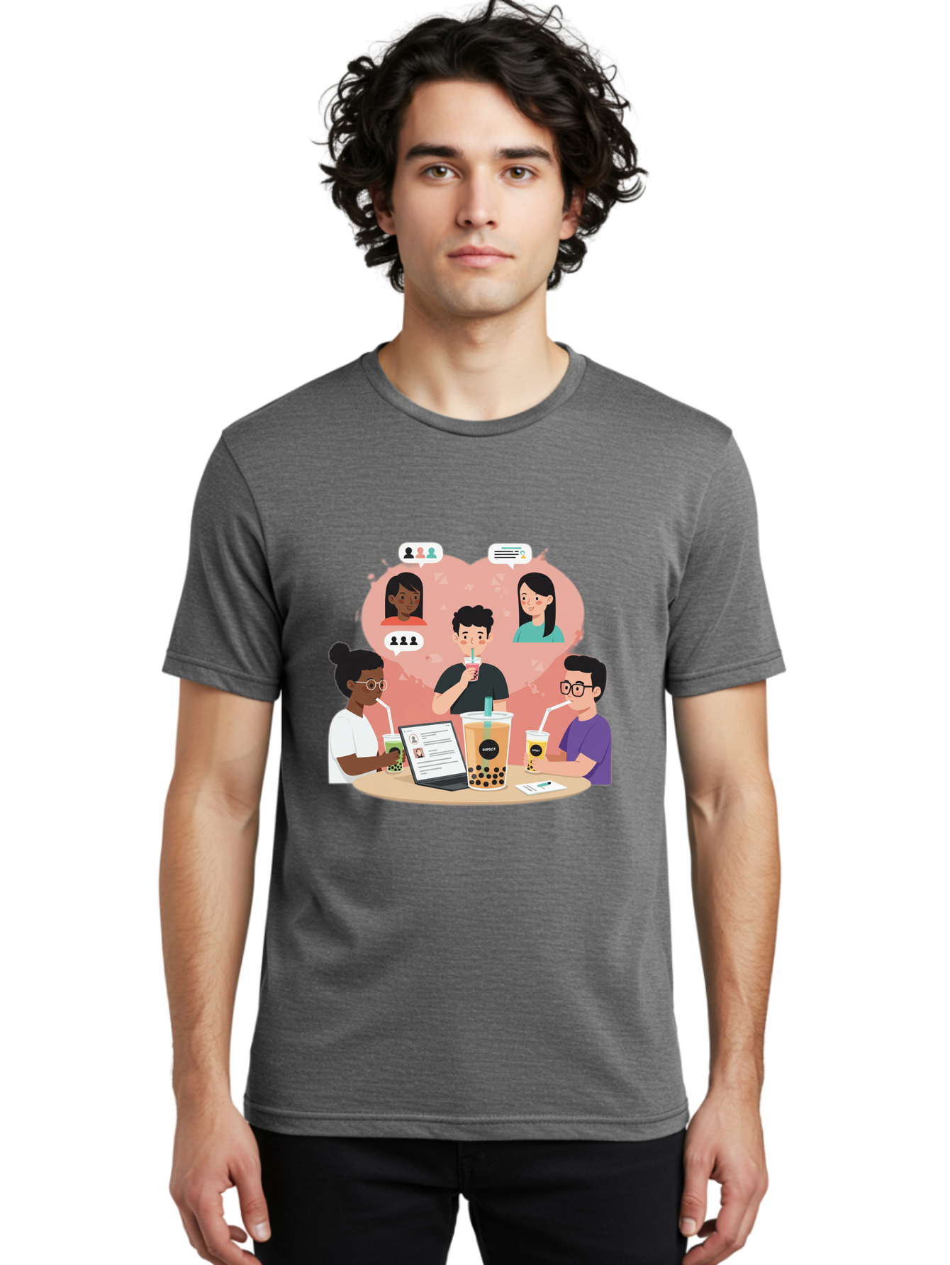Bubble-Tea-Friends Men'S Graphic Tee, 100% Cotton, Comfortable Casual Summer Wear, Machine Washable, Vintage Camera, Old Camera, Antique Camera, Black Camera, Classic Photography, Photography Equipment, Nostalgic Device, Film Camera, Bal891