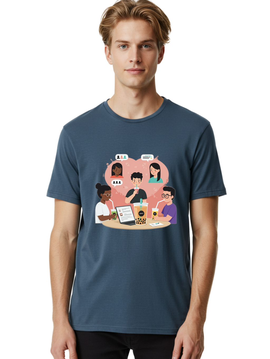 Bubble-Tea-Friends Men'S Graphic Tee, 100% Cotton, Comfortable Casual Summer Wear, Machine Washable, Vintage Camera, Old Camera, Antique Camera, Black Camera, Classic Photography, Photography Equipment, Nostalgic Device, Film Camera, Bal891