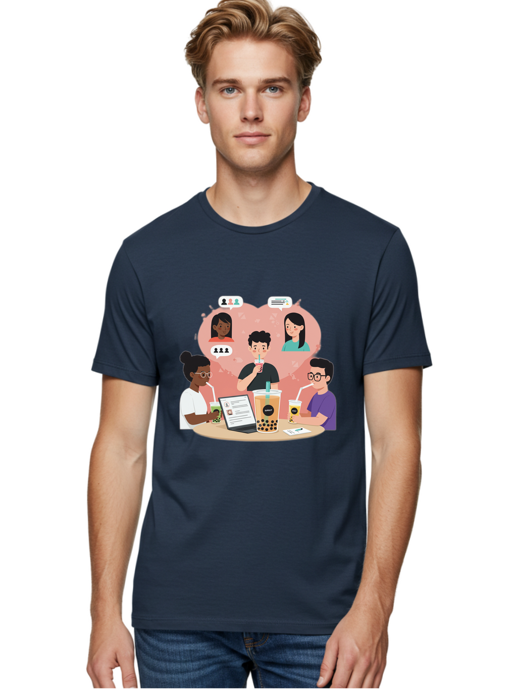 Bubble-Tea-Friends Men'S Graphic Tee, 100% Cotton, Comfortable Casual Summer Wear, Machine Washable, Vintage Camera, Old Camera, Antique Camera, Black Camera, Classic Photography, Photography Equipment, Nostalgic Device, Film Camera, Bal891