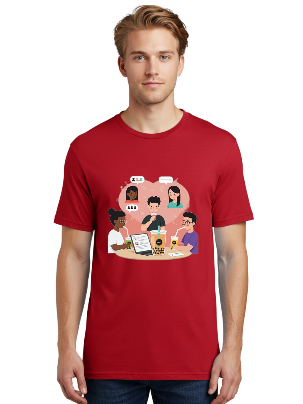 Bubble-Tea-Friends Men'S Graphic Tee, 100% Cotton, Comfortable Casual Summer Wear, Machine Washable, Vintage Camera, Old Camera, Antique Camera, Black Camera, Classic Photography, Photography Equipment, Nostalgic Device, Film Camera, Bal891