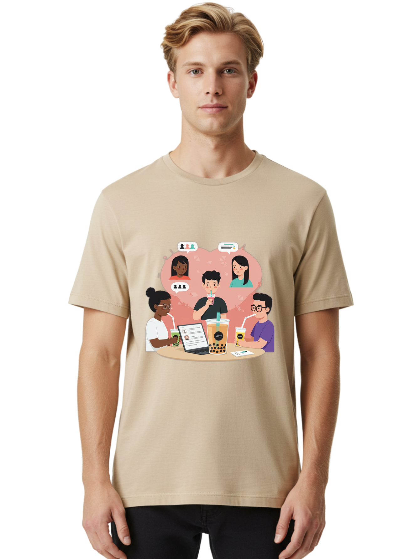Bubble-Tea-Friends Men'S Graphic Tee, 100% Cotton, Comfortable Casual Summer Wear, Machine Washable, Vintage Camera, Old Camera, Antique Camera, Black Camera, Classic Photography, Photography Equipment, Nostalgic Device, Film Camera, Bal891