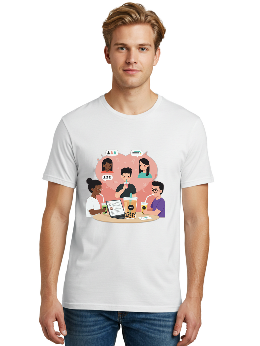 Bubble-Tea-Friends Men'S Graphic Tee, 100% Cotton, Comfortable Casual Summer Wear, Machine Washable, Vintage Camera, Old Camera, Antique Camera, Black Camera, Classic Photography, Photography Equipment, Nostalgic Device, Film Camera, Bal891