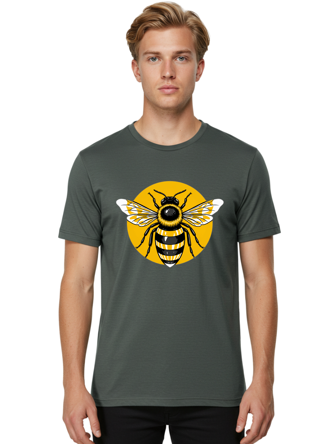 Bumble-Bee Men'S Graphic Tee, 100% Cotton, Comfortable Casual Summer Wear, Machine Washable, Vintage Camera, Old Camera, Antique Camera, Black Camera, Classic Photography, Photography Equipment, Nostalgic Device, Film Camera, Camera Art Bal895