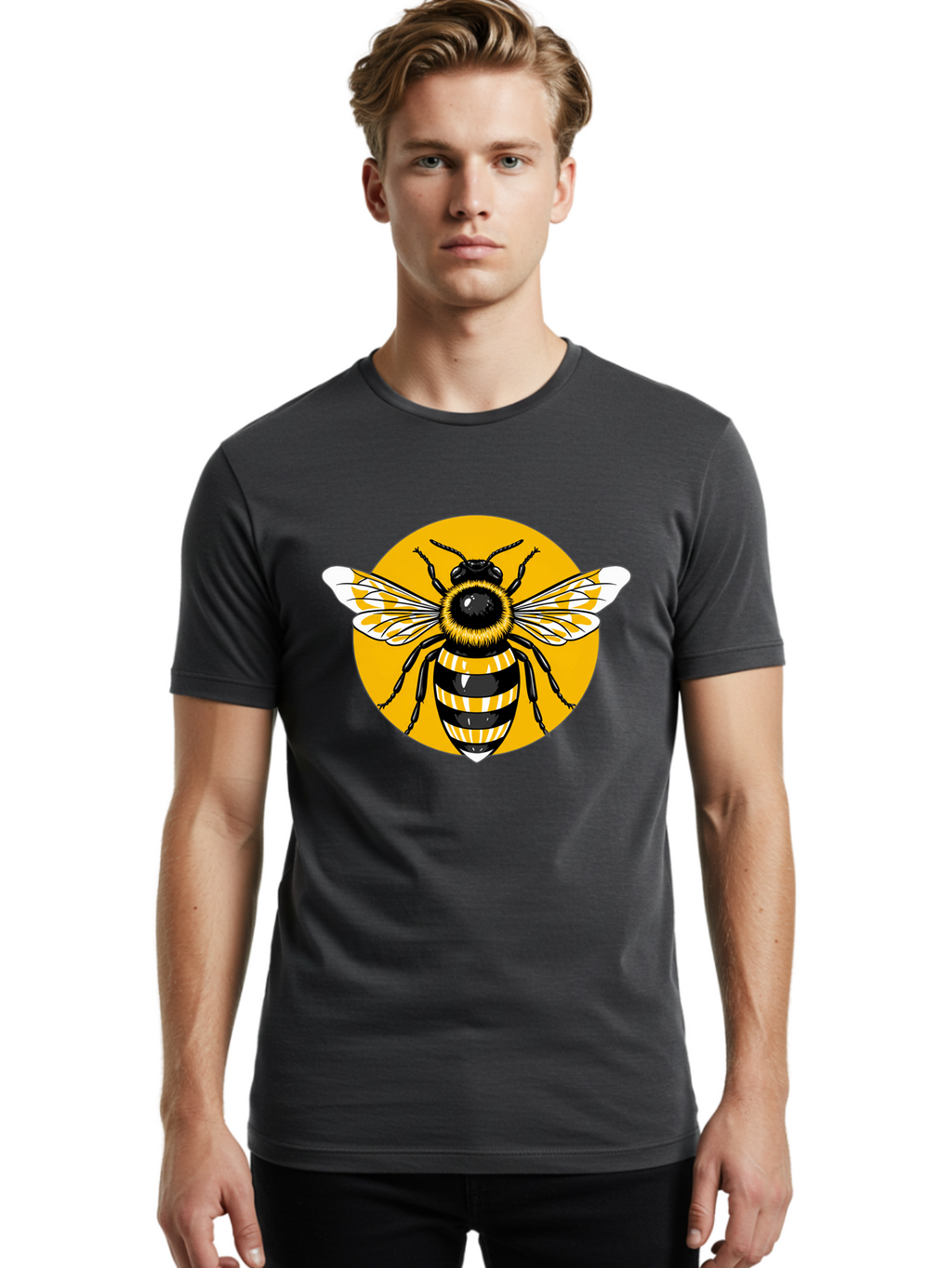 Bumble-Bee Men'S Graphic Tee, 100% Cotton, Comfortable Casual Summer Wear, Machine Washable, Vintage Camera, Old Camera, Antique Camera, Black Camera, Classic Photography, Photography Equipment, Nostalgic Device, Film Camera, Camera Art Bal895
