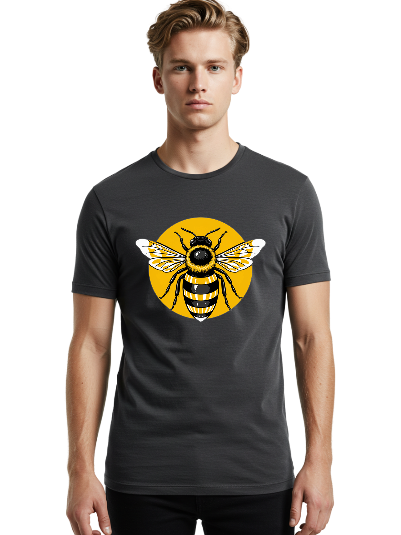Bumble-Bee Men'S Graphic Tee, 100% Cotton, Comfortable Casual Summer Wear, Machine Washable, Vintage Camera, Old Camera, Antique Camera, Black Camera, Classic Photography, Photography Equipment, Nostalgic Device, Film Camera, Camera Art Bal895