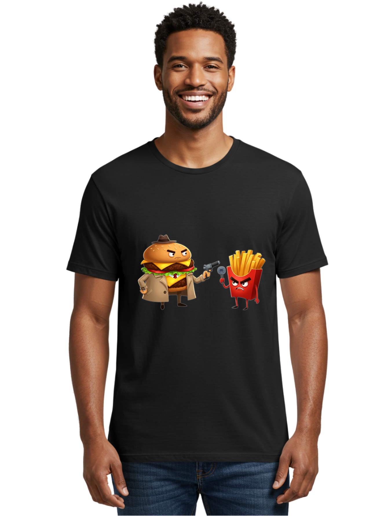 Burger-Vs-Fries Men'S Graphic Tee, 100% Cotton, Comfortable Casual Summer Wear, Machine Washable, Vintage Camera, Old Camera, Antique Camera, Black Camera, Classic Photography, Photography Equipment, Nostalgic Device, Film Camera, Camera Art Bal900